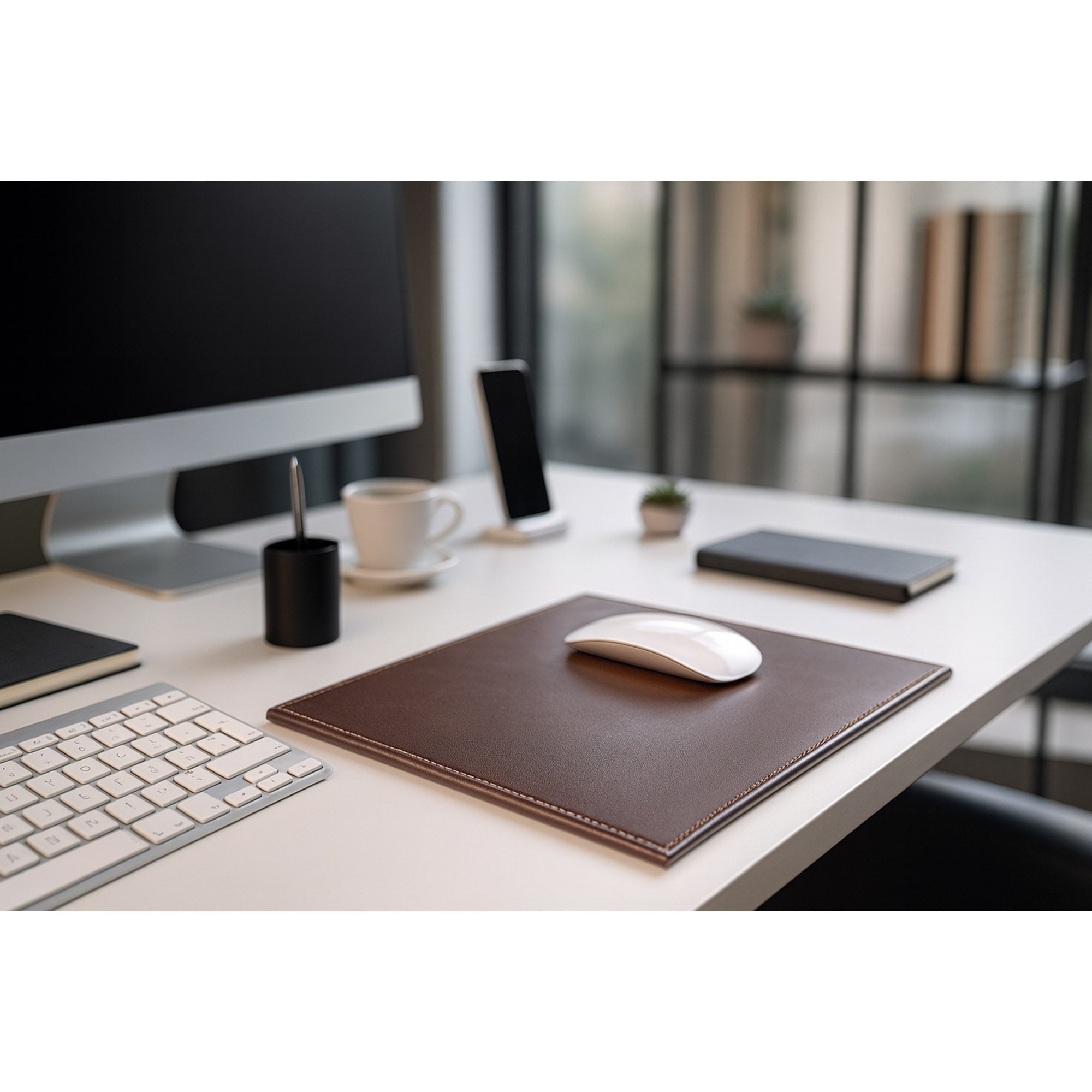 Dark Brown Bonded Leather Mouse Pad