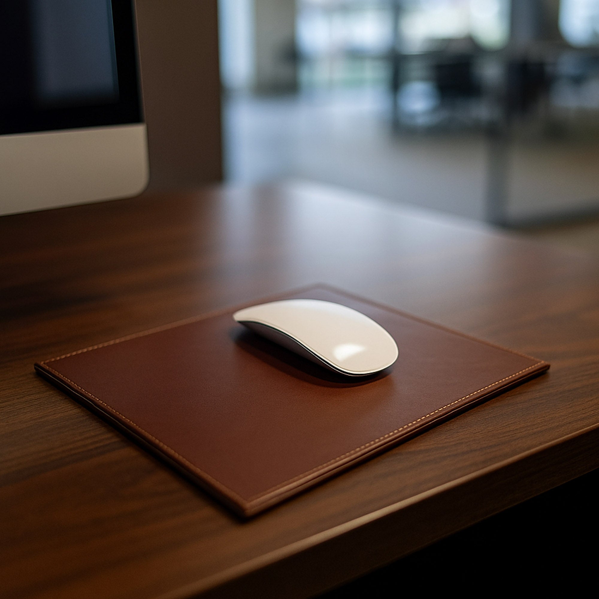 Dark Brown Bonded Leather Mouse Pad
