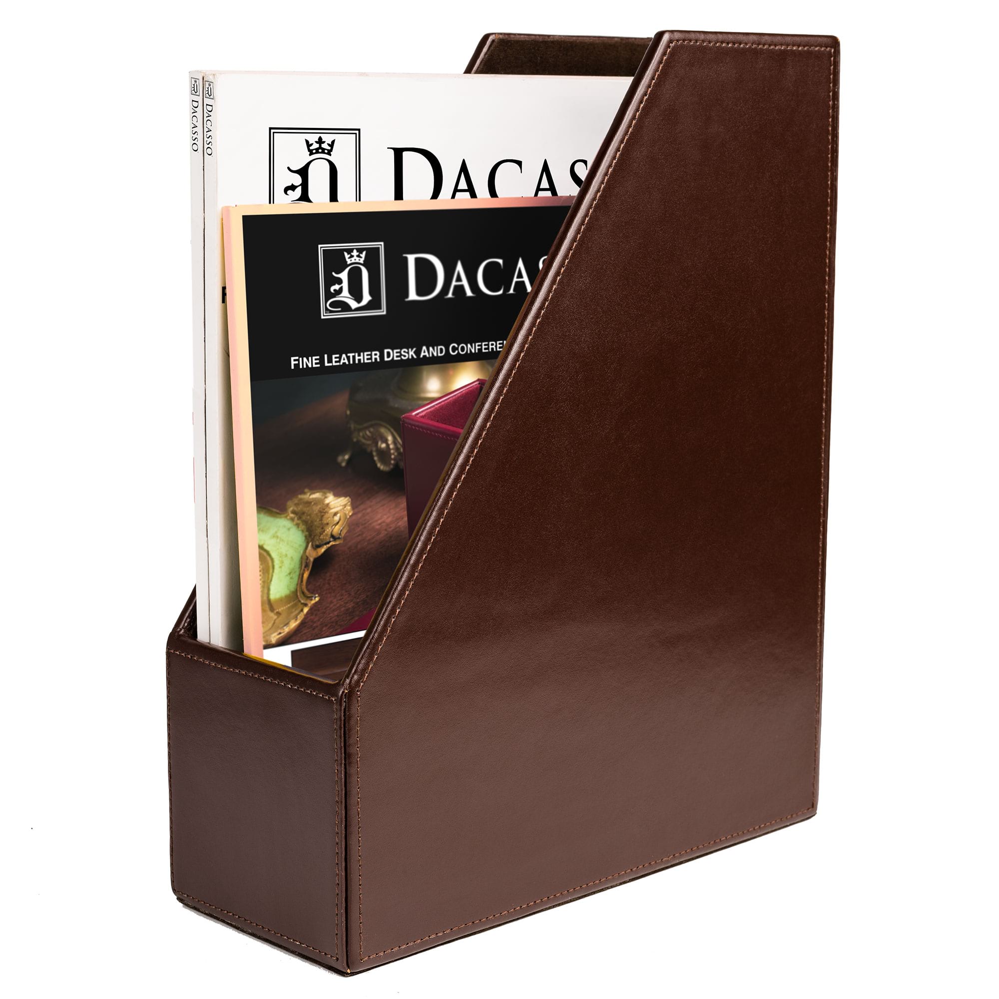 Dark Brown Bonded Leather Magazine Rack