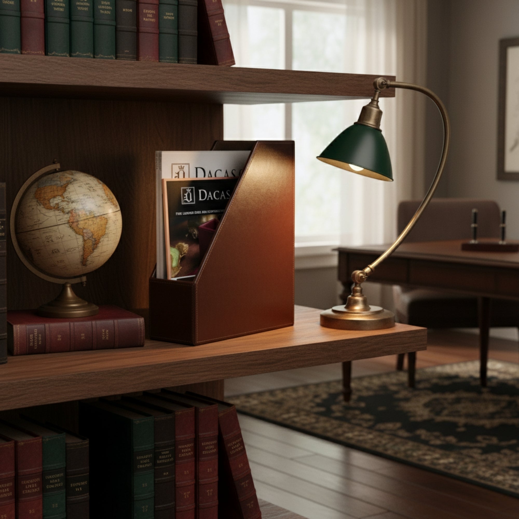 Dark Brown Bonded Leather Magazine Rack