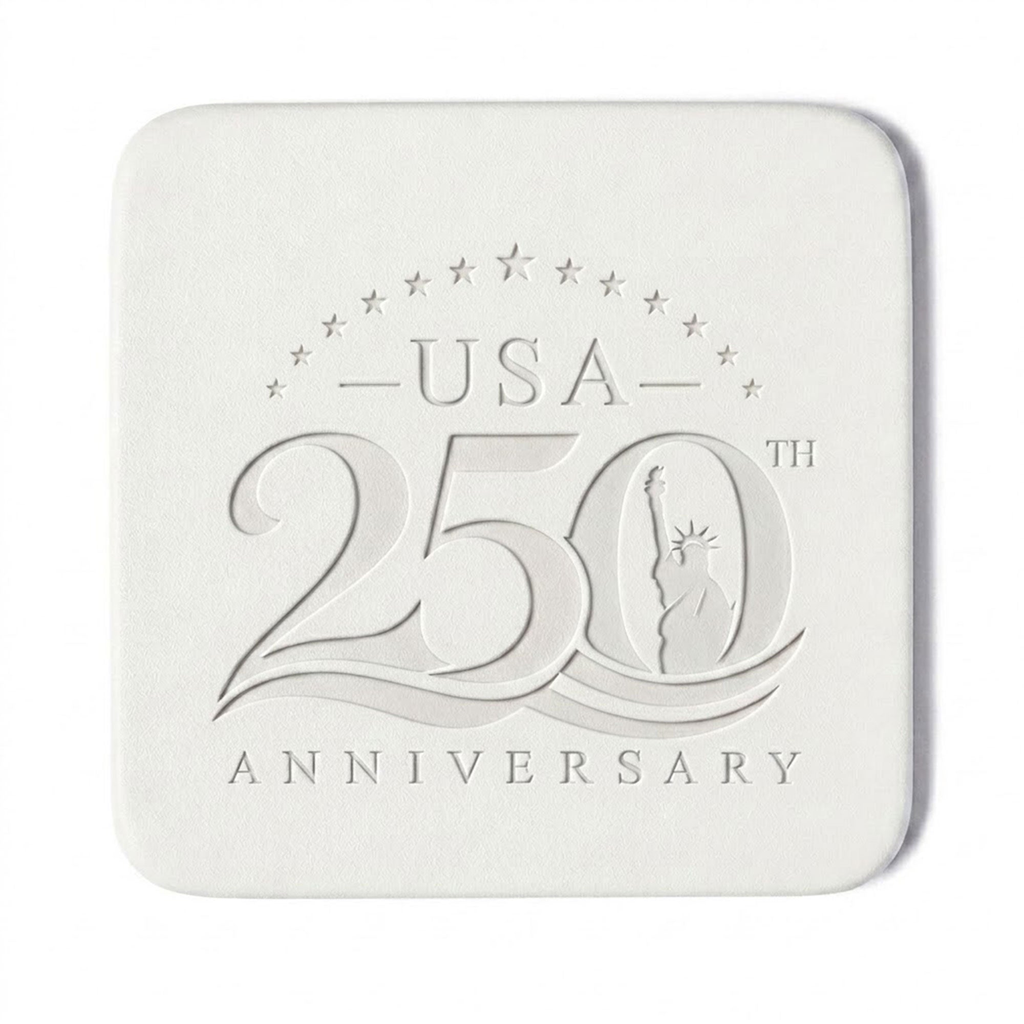 White Leather 4 Square Coaster Set with Holder