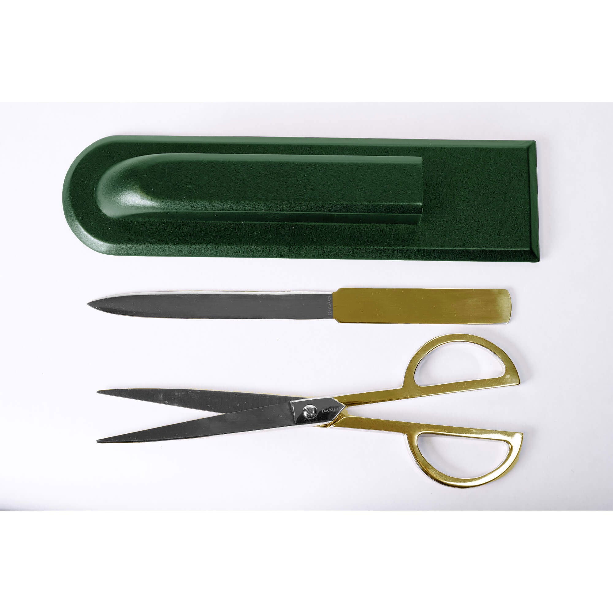 Dark Green Leather Library Set With Gold Hardware