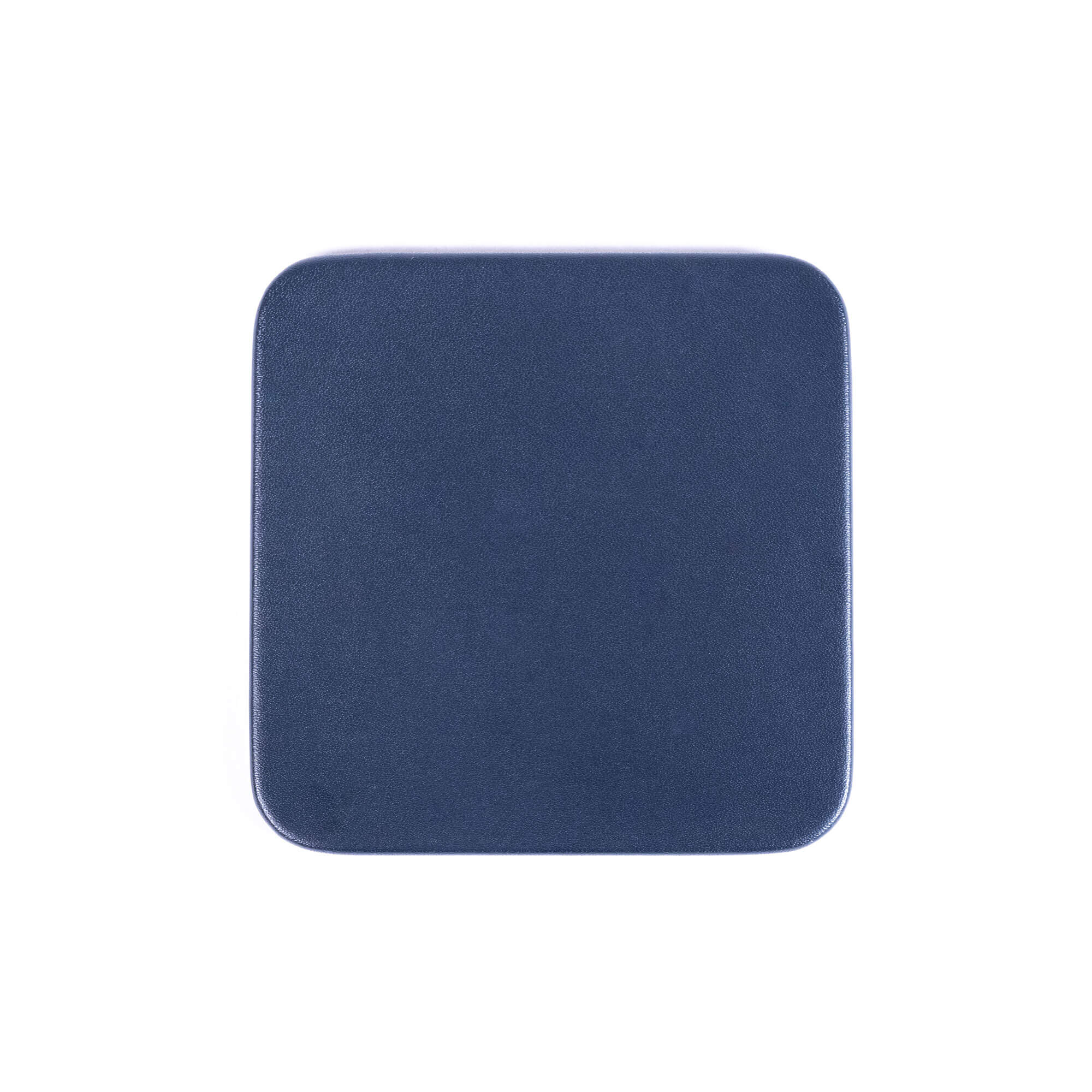 Navy Blue Leatherette 10 Square Coaster Set w/ Holder