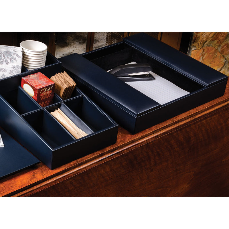 Navy Blue Leather Conference Room Organizer