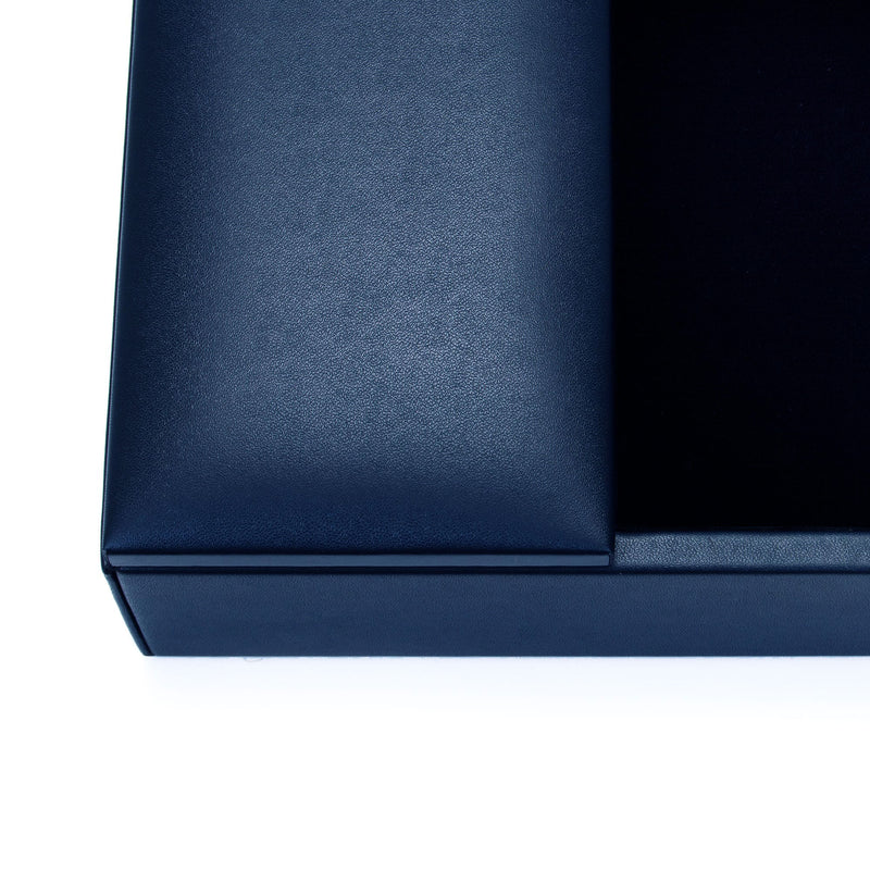 Navy Blue Leather Conference Room Organizer