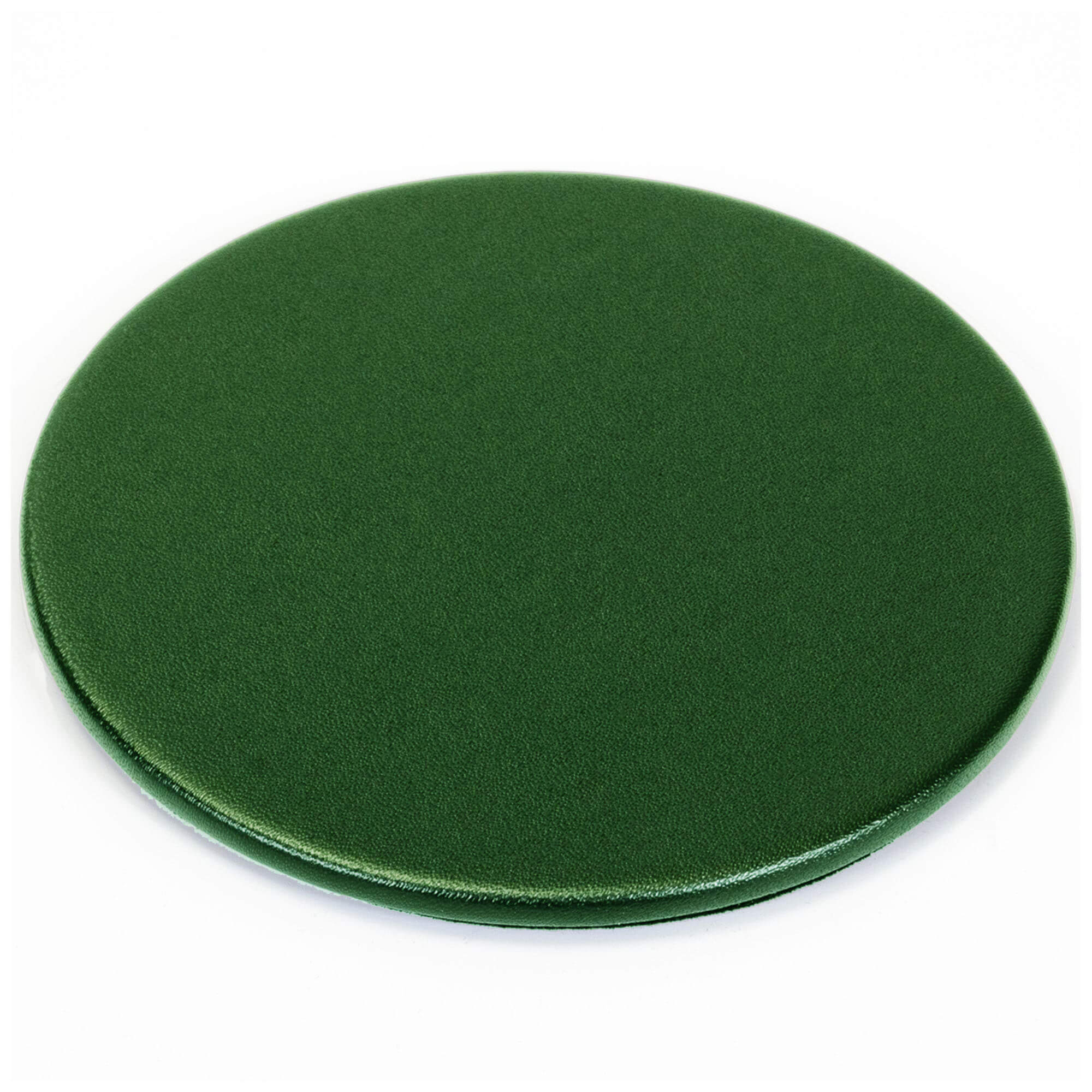 Dark Green Leatherette 10 Round Coaster Set w/ Holder
