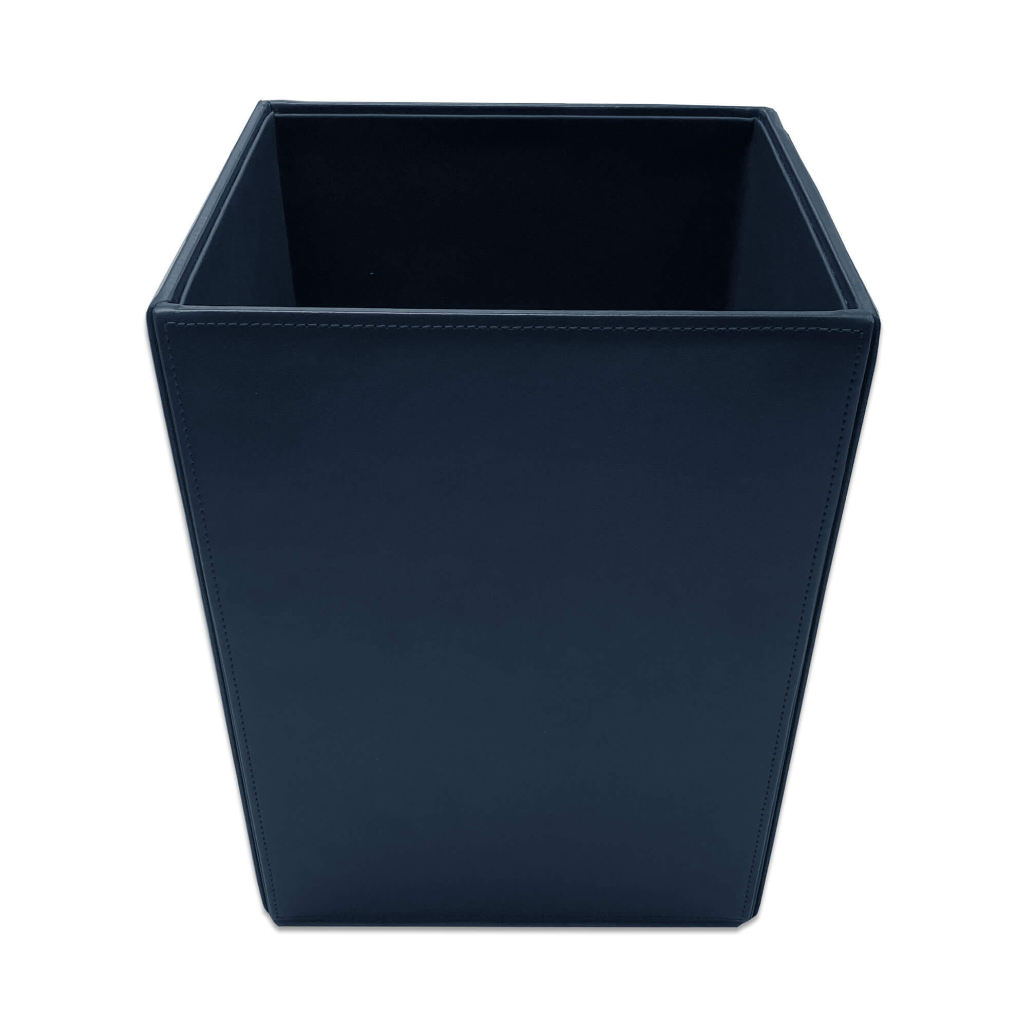 Navy Blue Bonded Leather Waste Basket, 14 Qt
