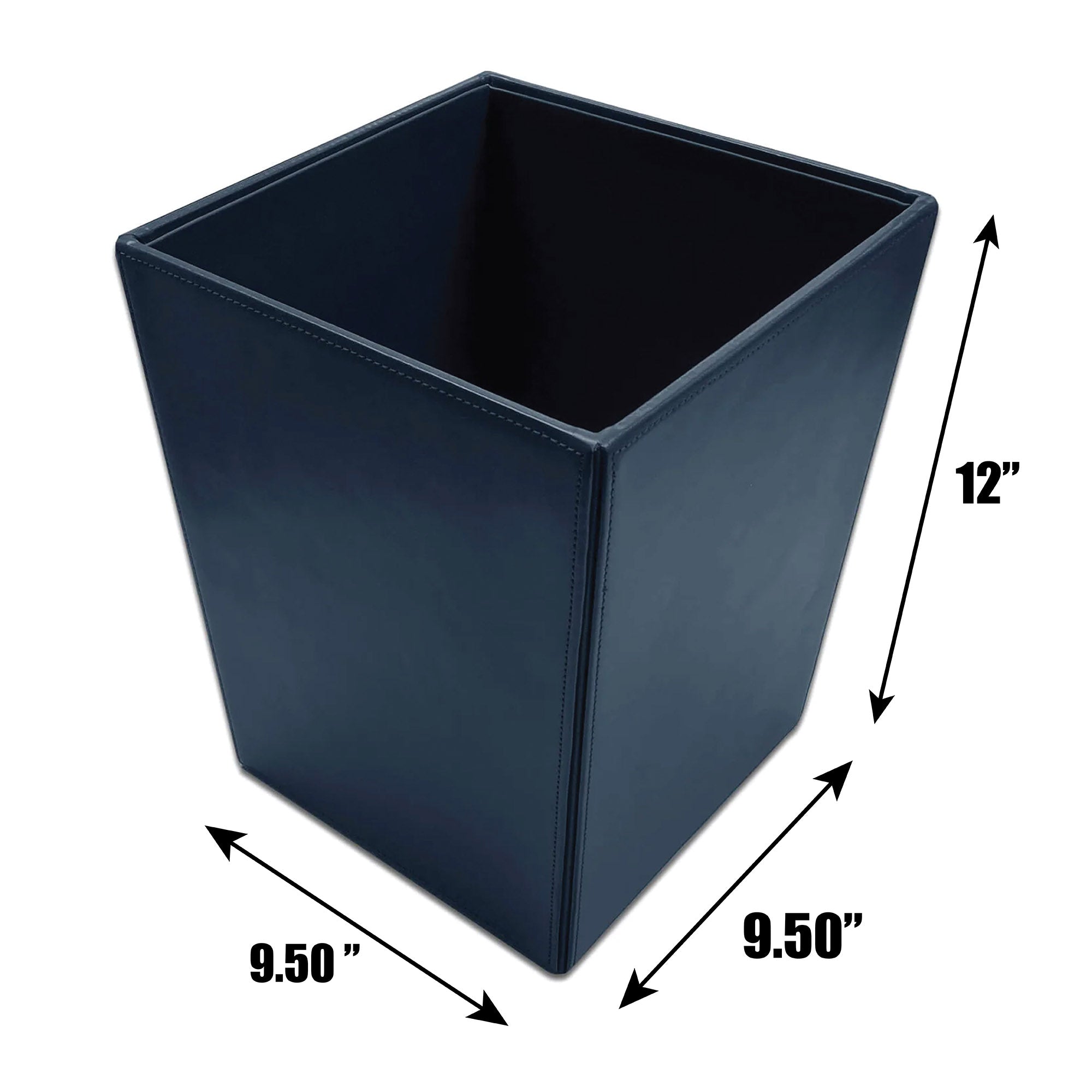 Navy Blue Bonded Leather Waste Basket, 14 Qt