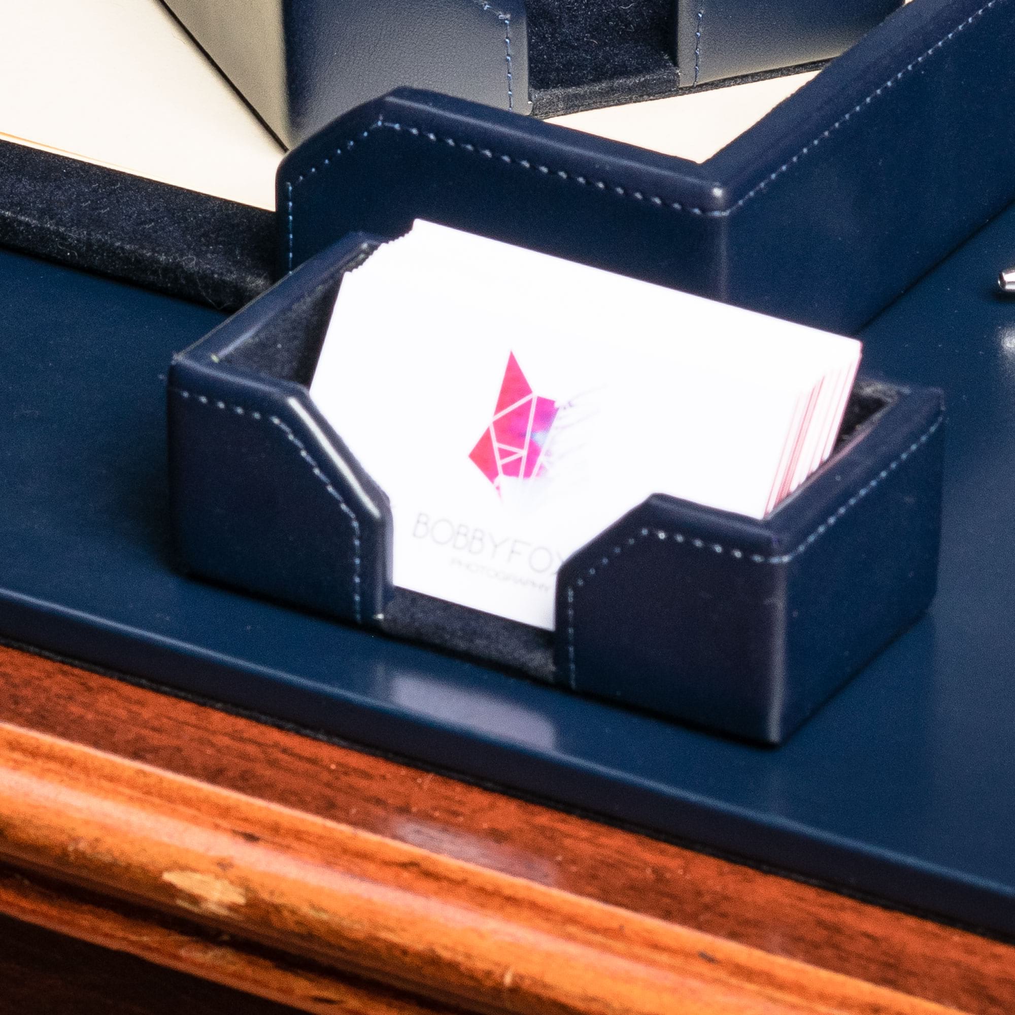 Navy Blue Bonded Leather Business Card Holder