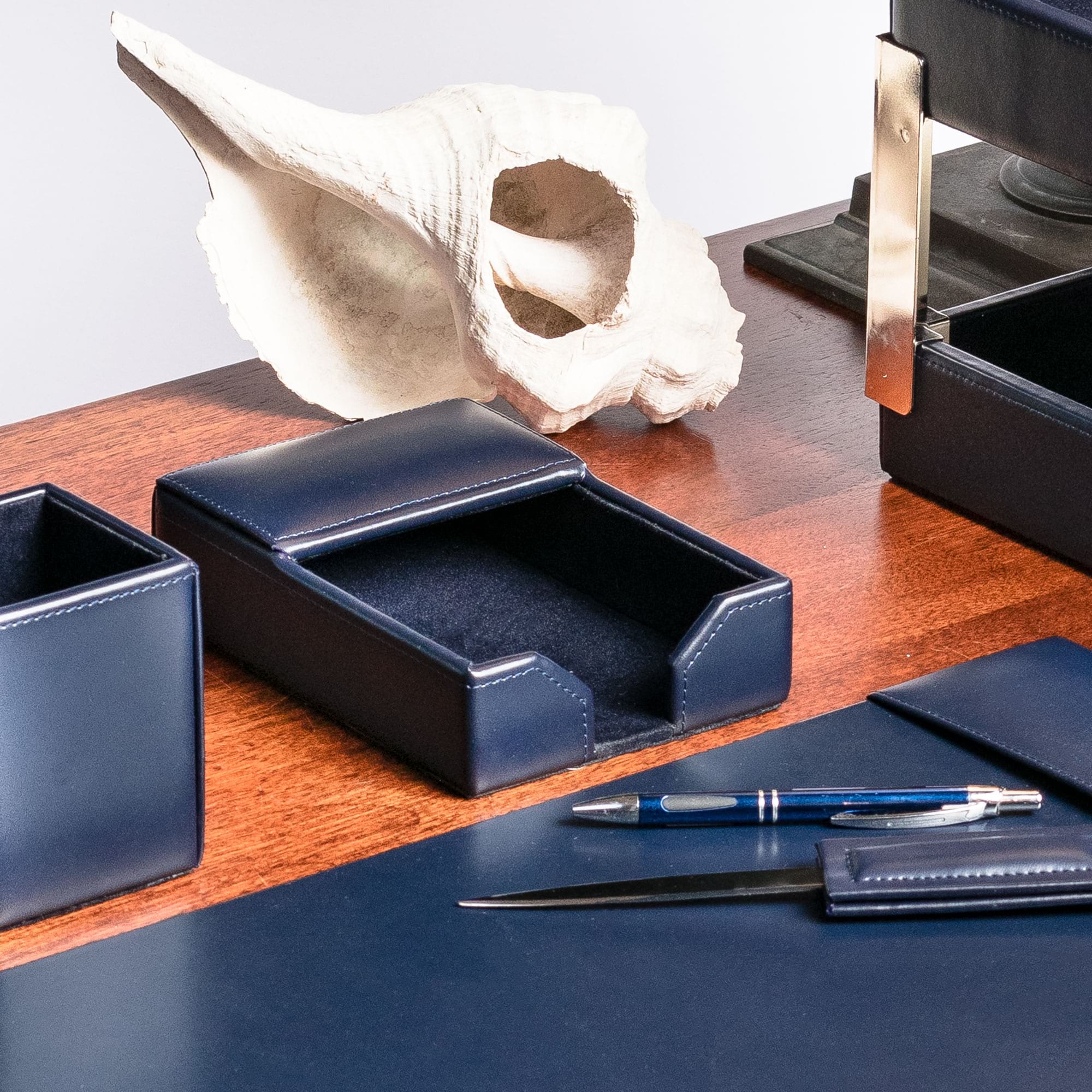 Navy Blue Bonded Leather 4" x 6" Memo Holder