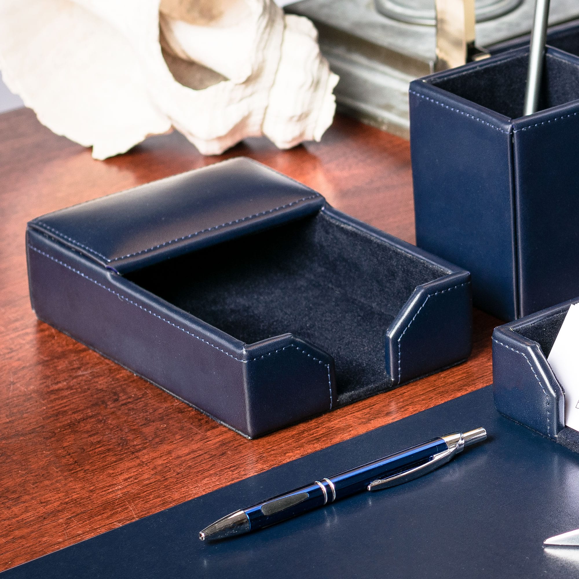 Navy Blue Bonded Leather 4" x 6" Memo Holder