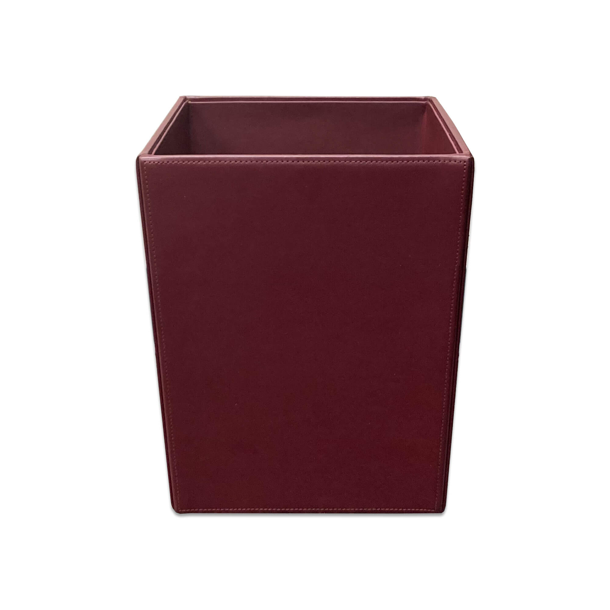 Burgundy Bonded Leather Waste Basket, 14 Qt