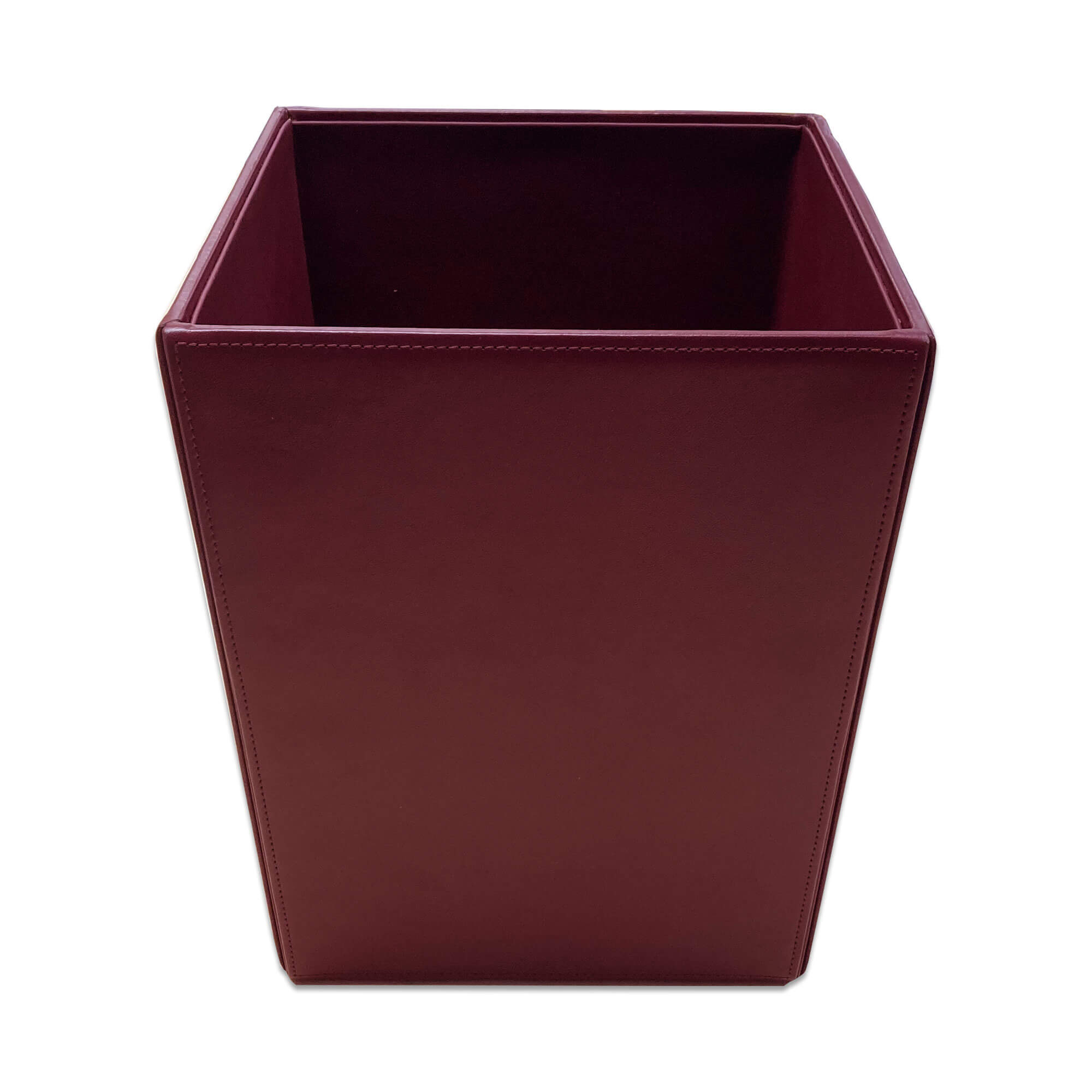 Burgundy Bonded Leather Waste Basket, 14 Qt