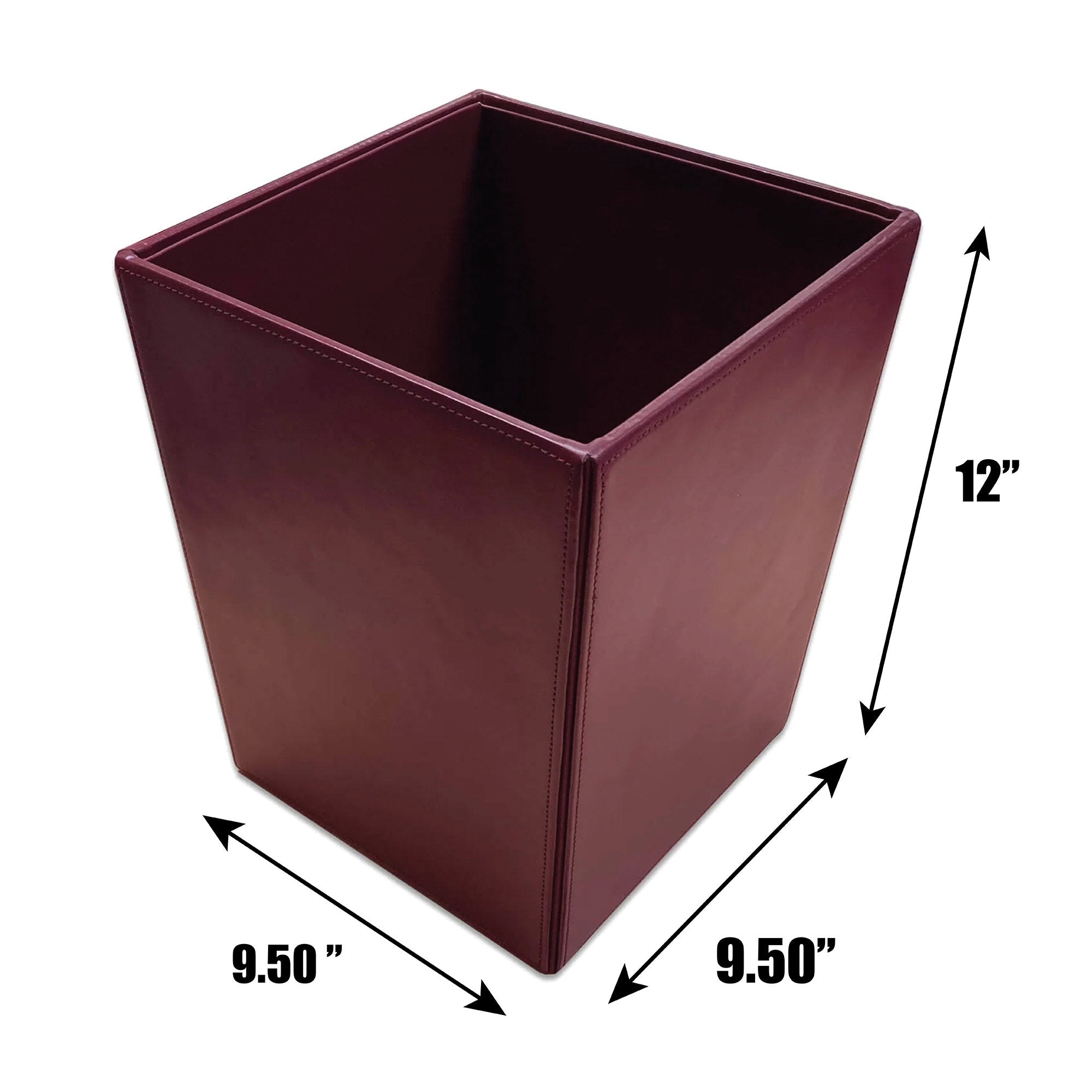 Burgundy Bonded Leather Waste Basket, 14 Qt