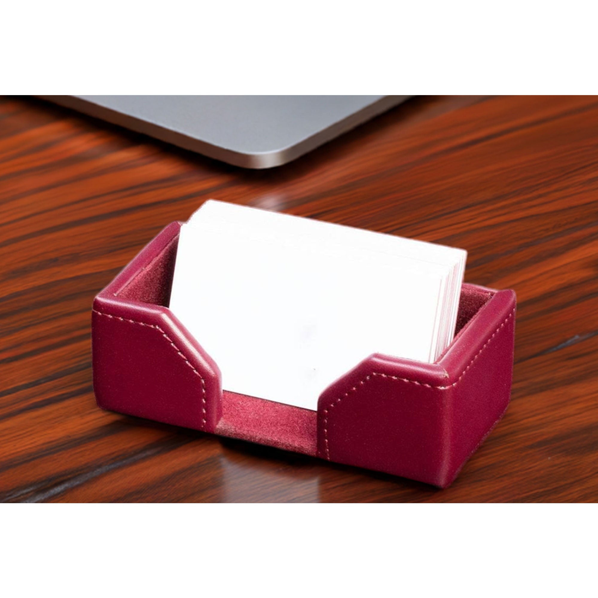 Burgundy Bonded Leather Business Card Holder