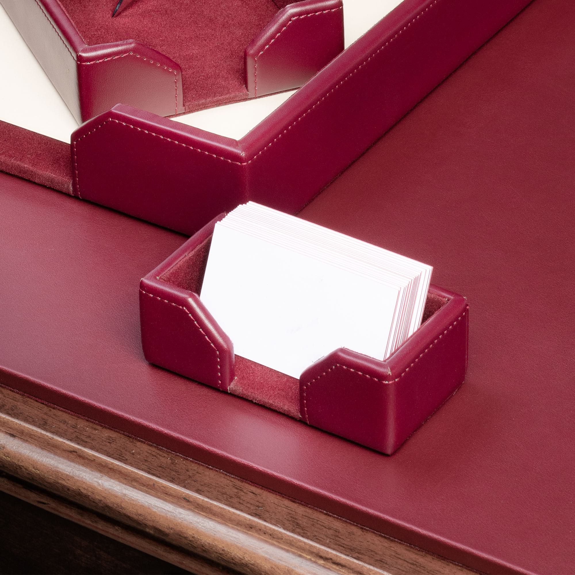 Burgundy Bonded Leather Business Card Holder