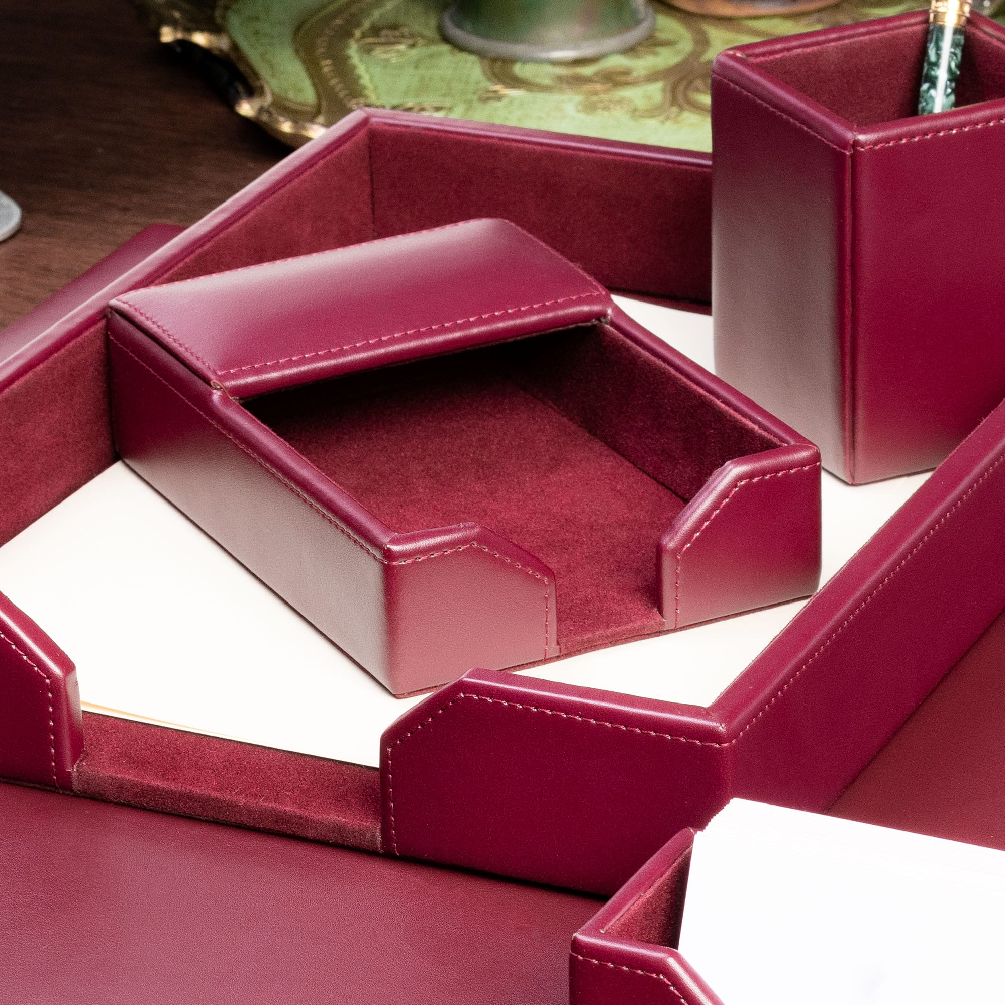 Burgundy Bonded Leather 4" x 6" Memo Holder