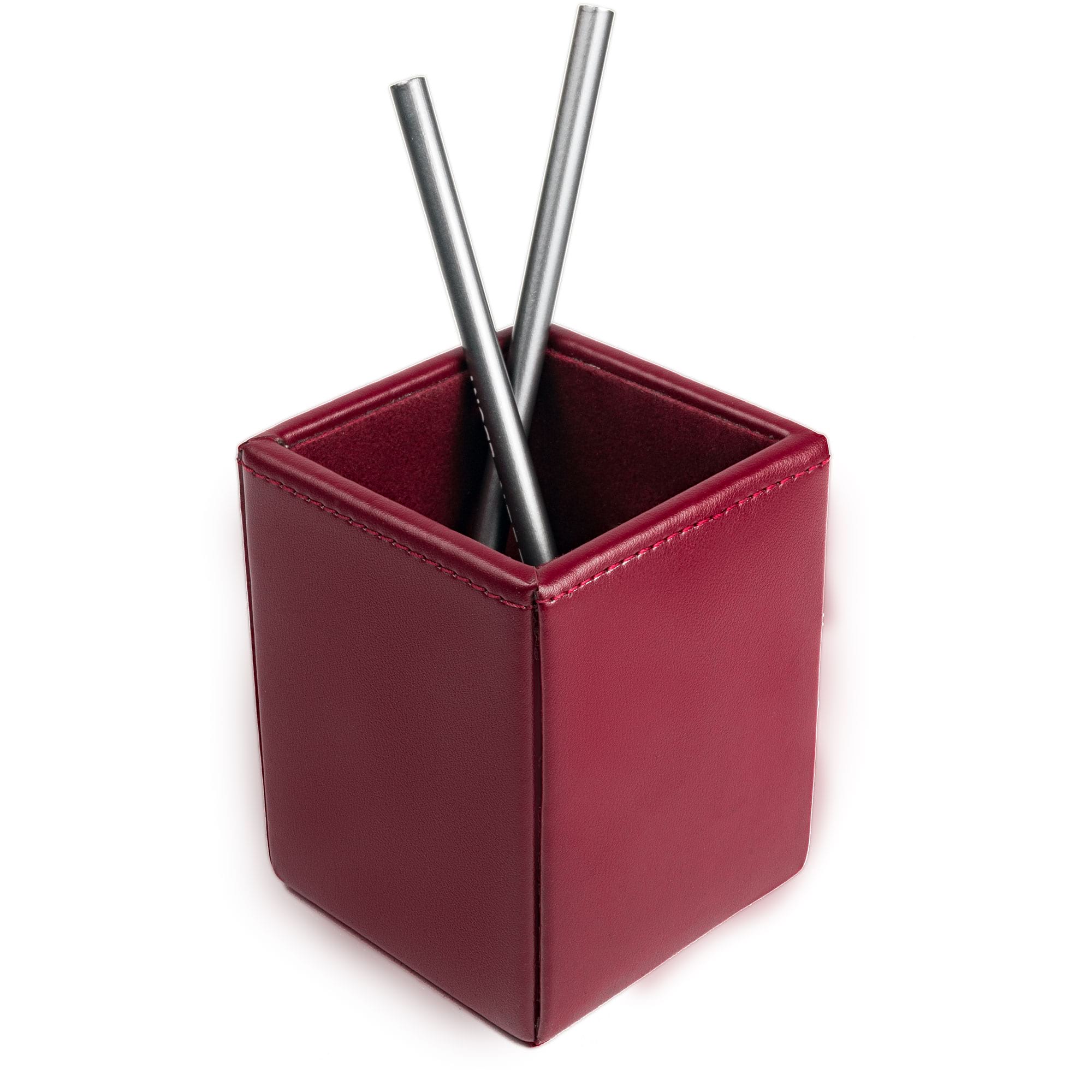Burgundy Bonded Leather Pencil Cup