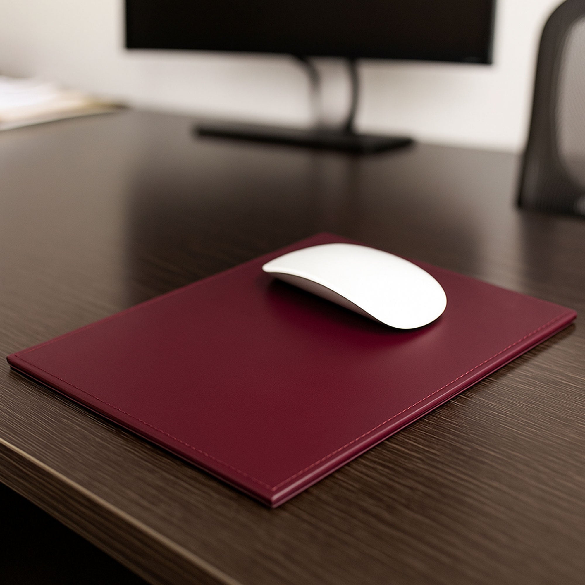 Burgundy Bonded Rectangular Leather Mouse Pad