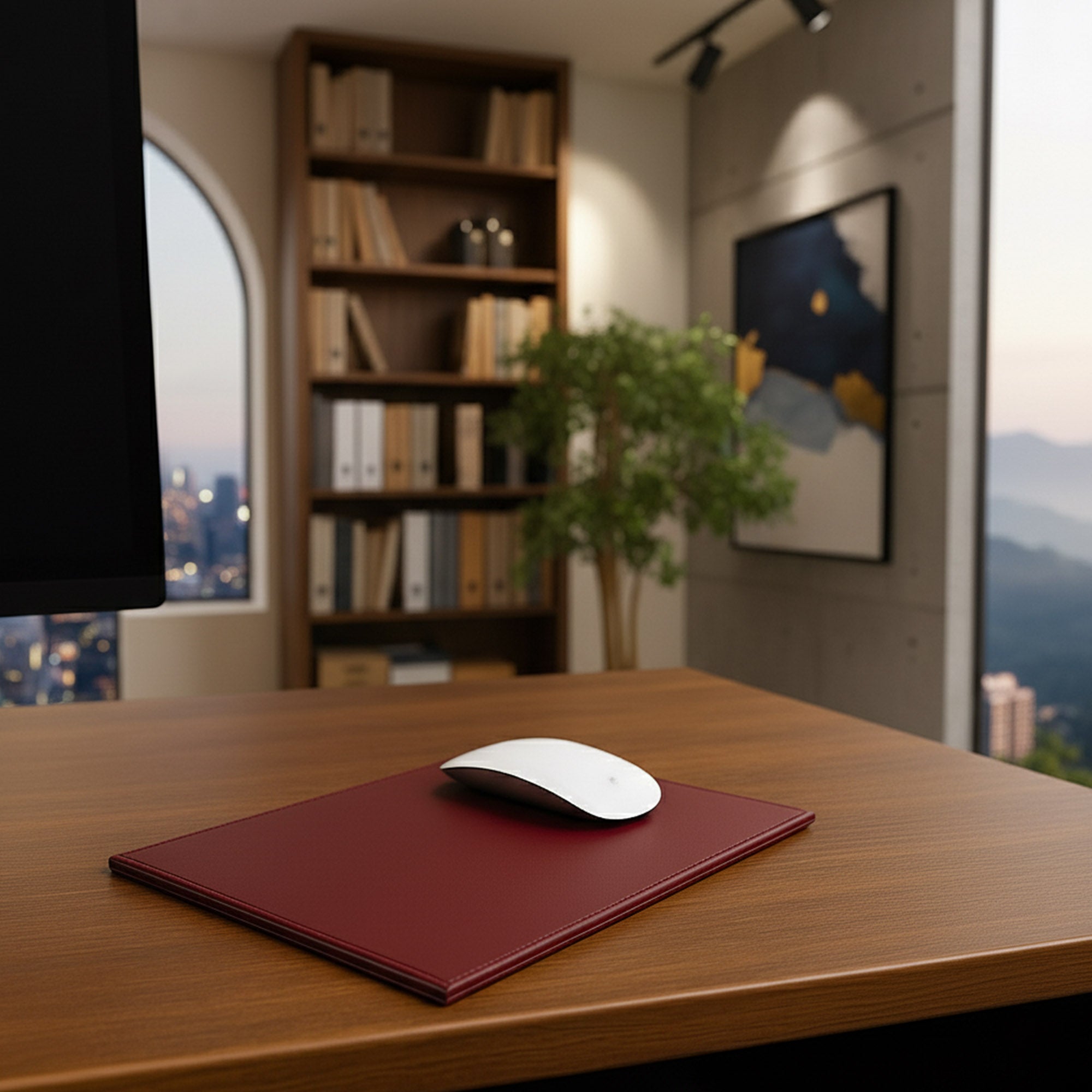 Burgundy Bonded Rectangular Leather Mouse Pad