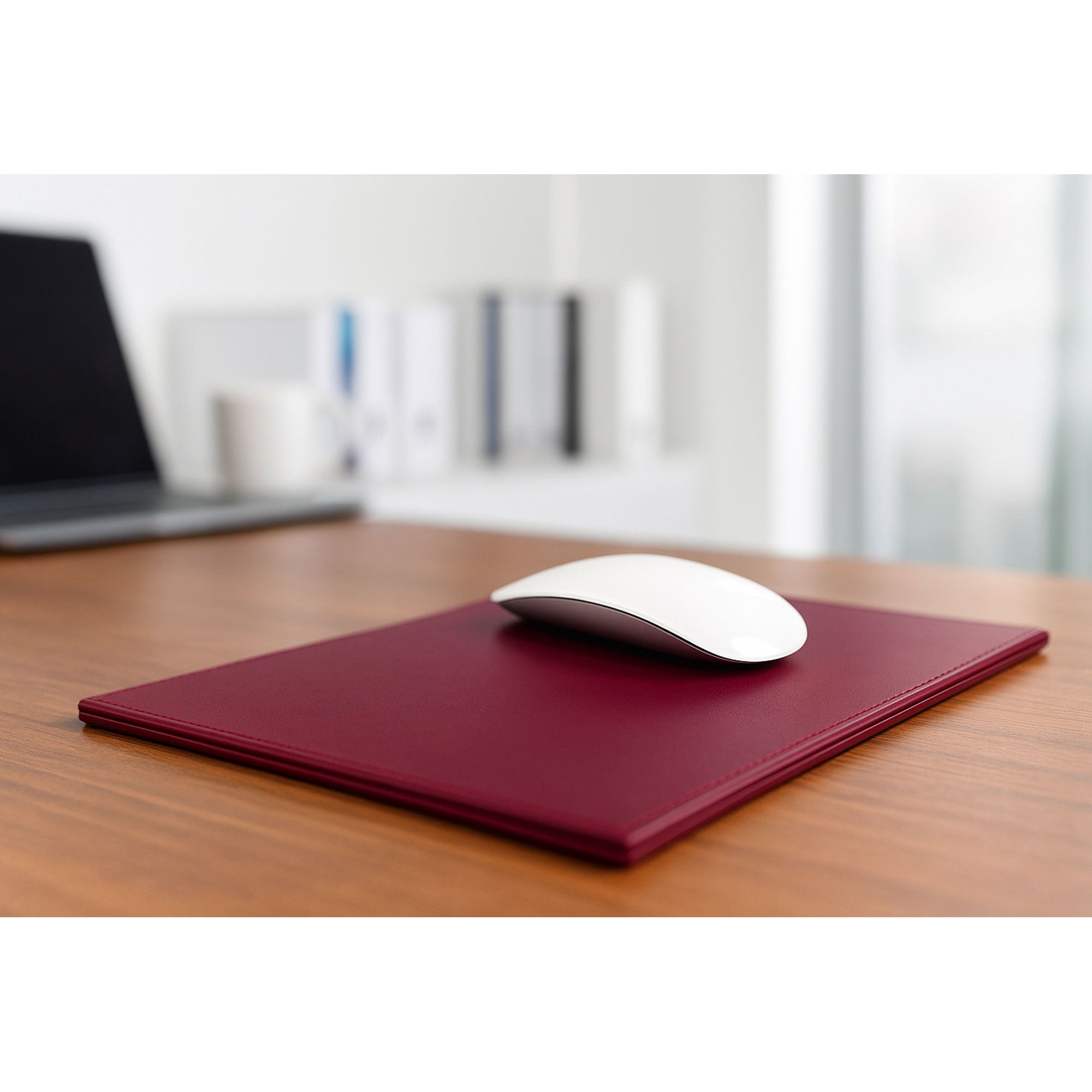 Burgundy Bonded Rectangular Leather Mouse Pad