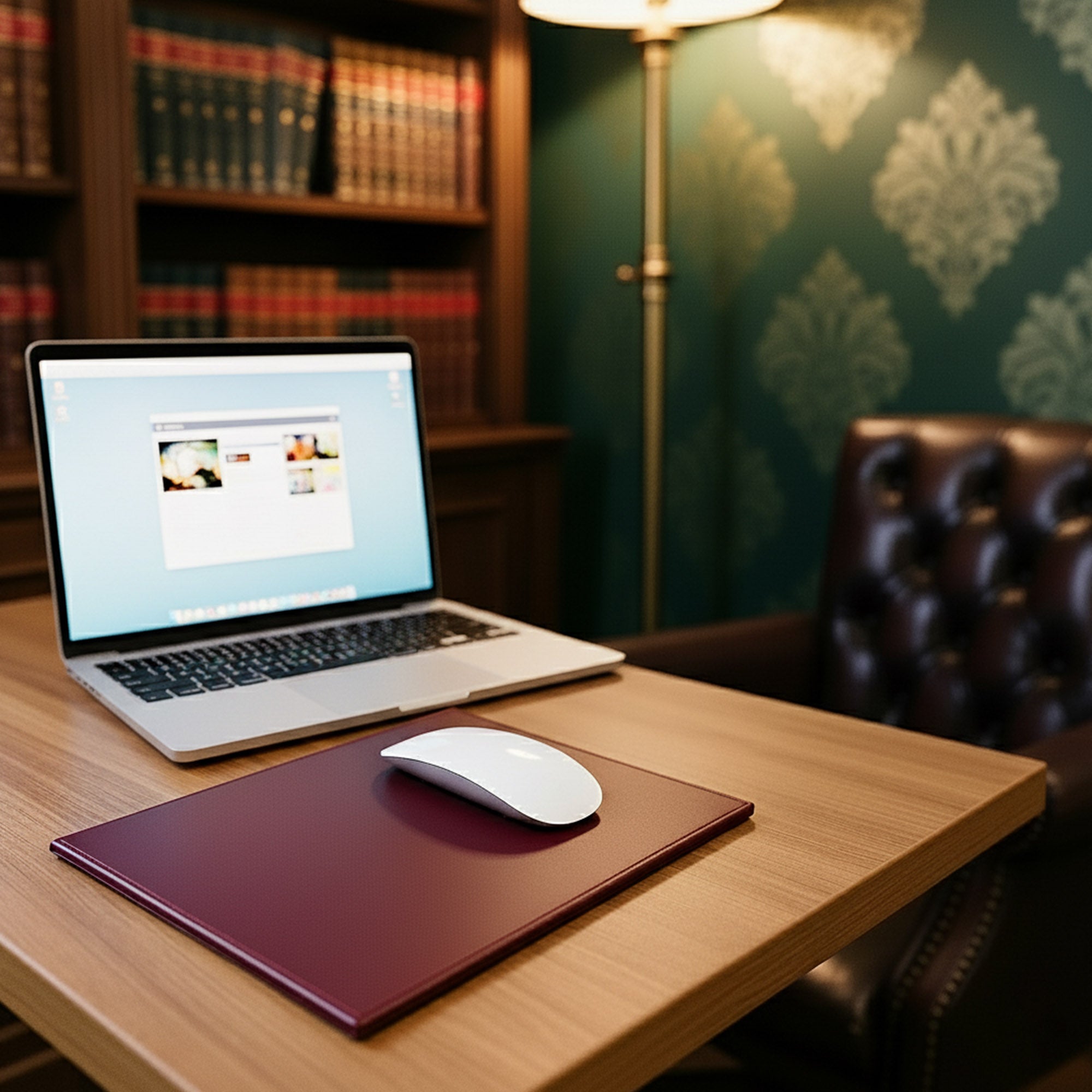 Burgundy Bonded Rectangular Leather Mouse Pad