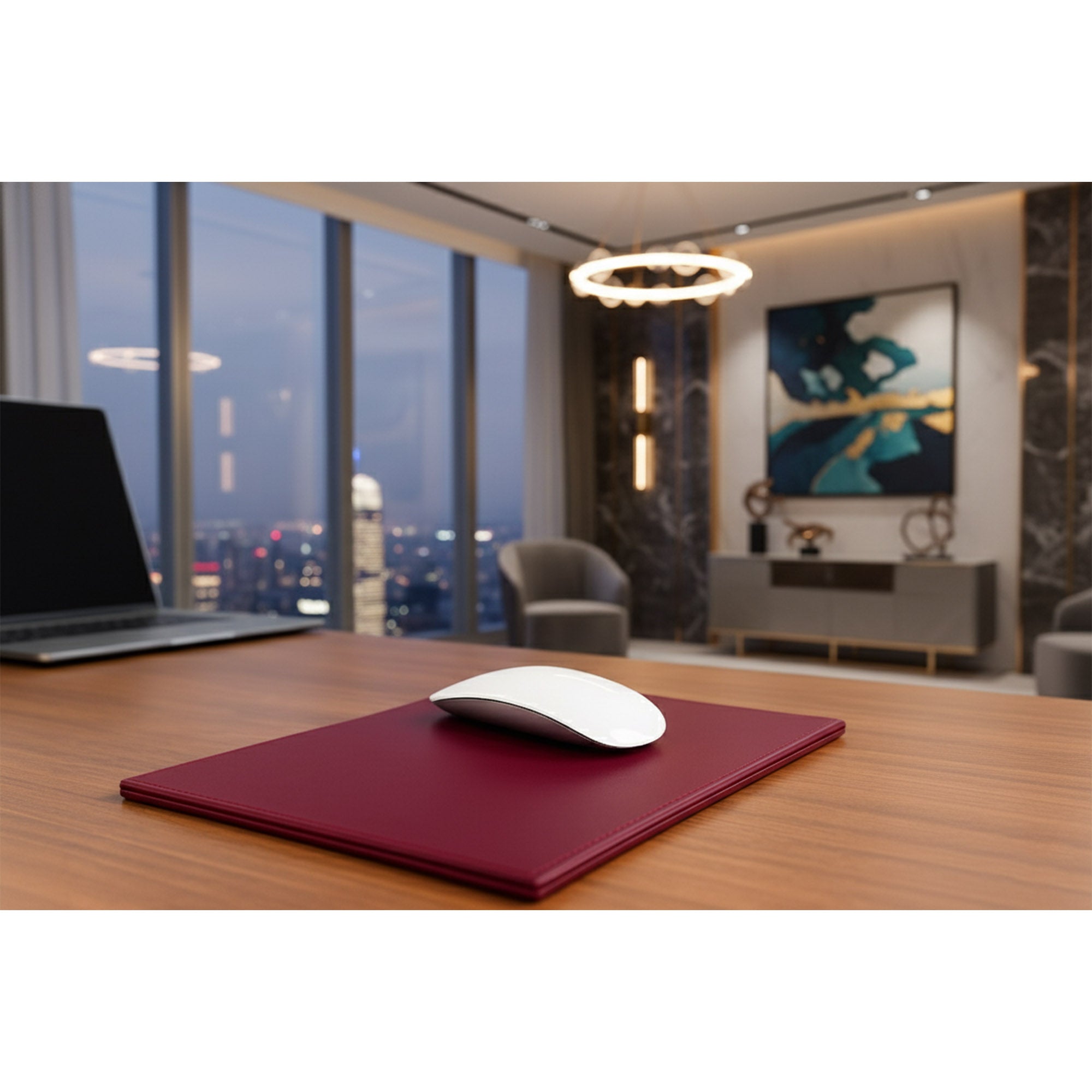 Burgundy Bonded Rectangular Leather Mouse Pad