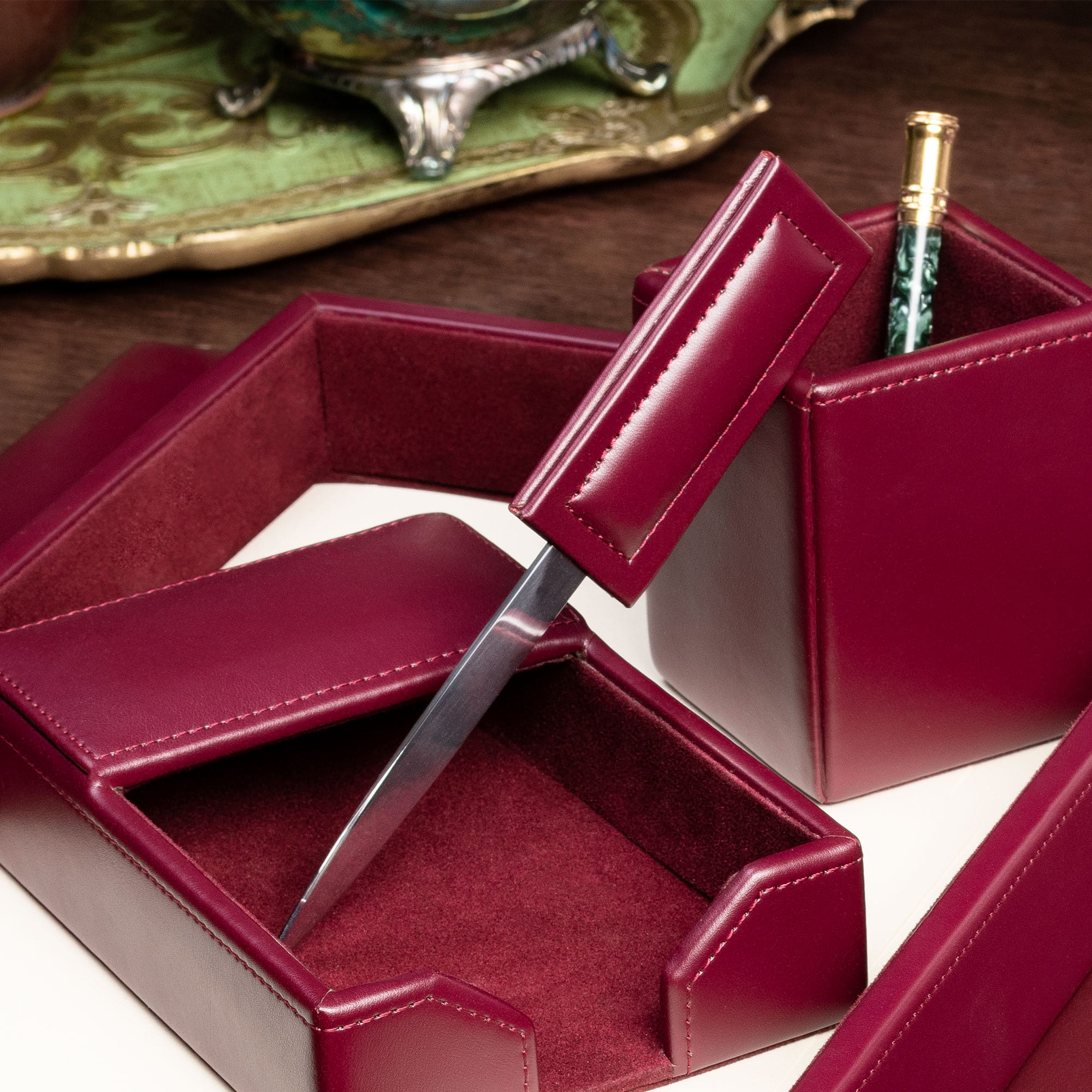 Burgundy Bonded Leather Letter Opener