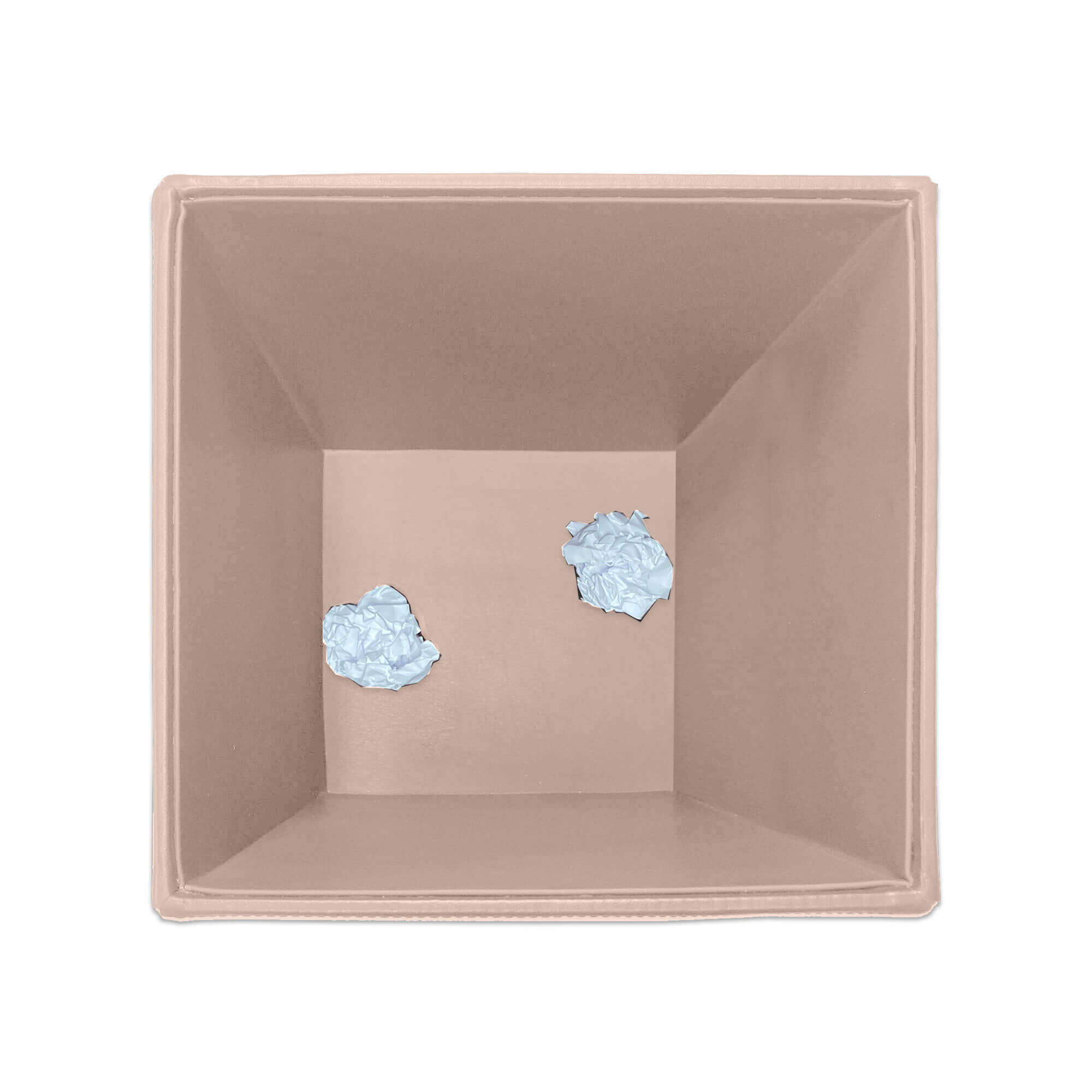 White Latte Bonded Leather Waste Basket, 14 Qt