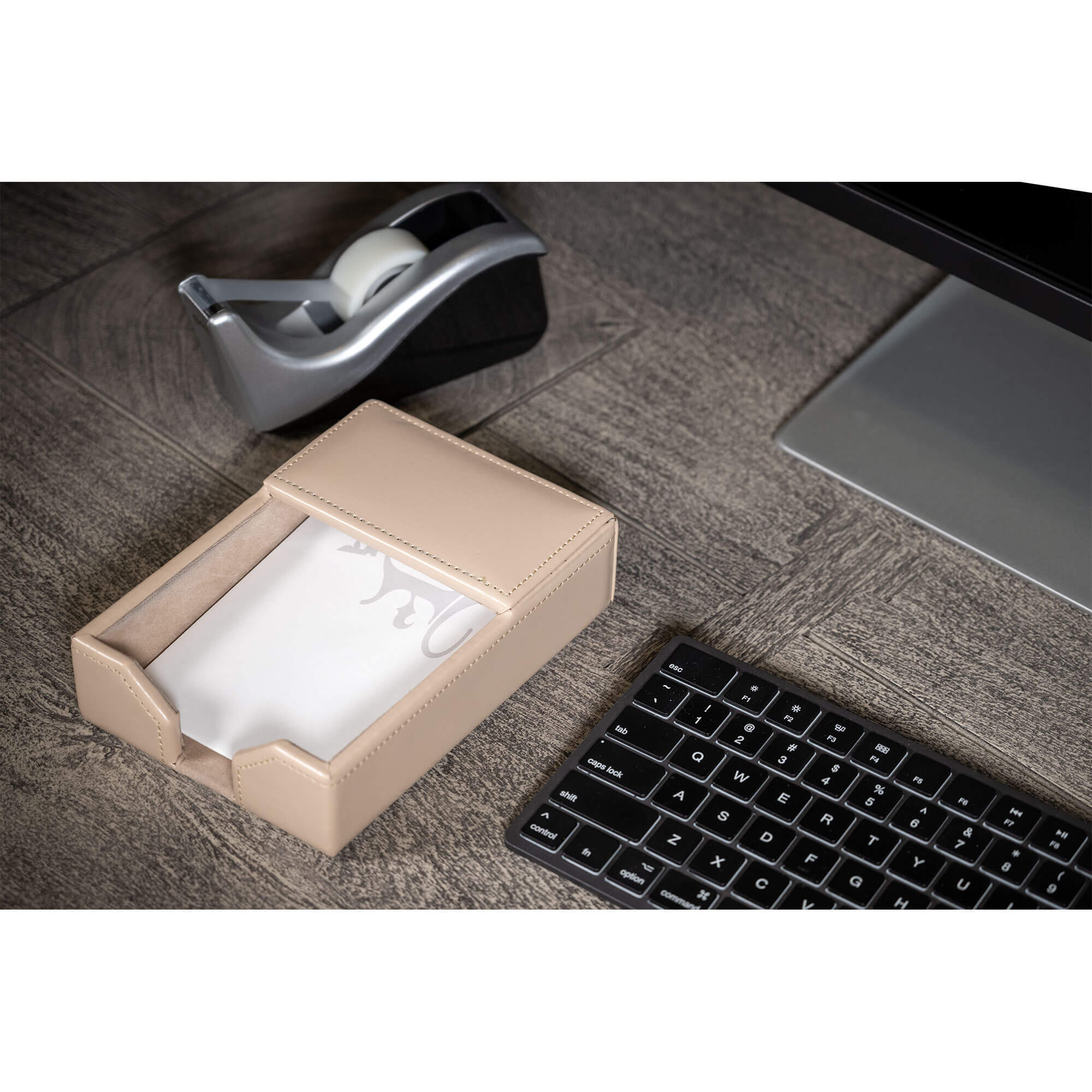 White Latte Bonded Leather 4" x 6" Memo Holder