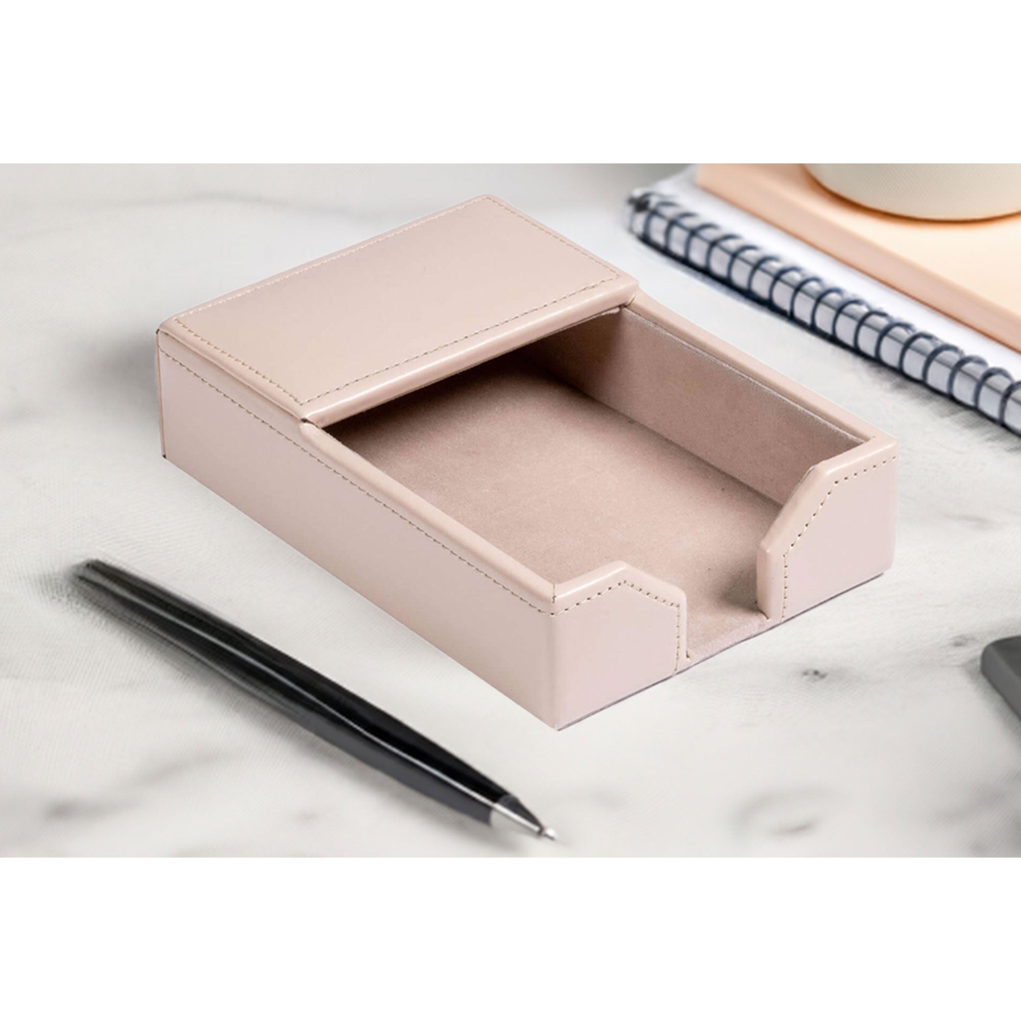 White Latte Bonded Leather 4" x 6" Memo Holder