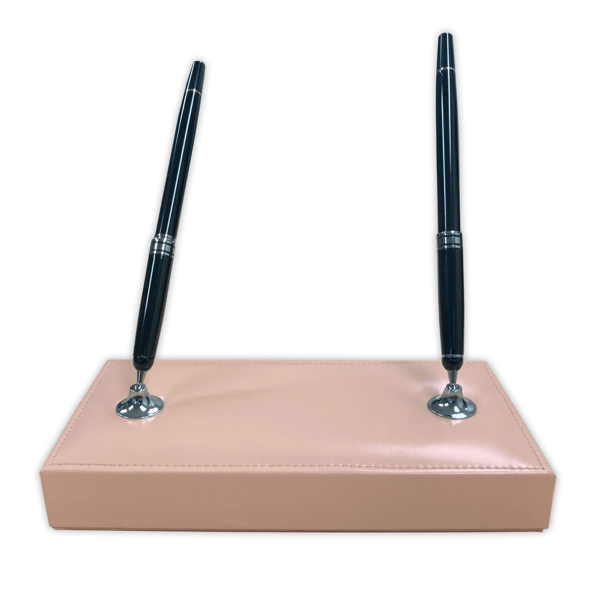 White Latte Bonded Leather Double Pen Stand