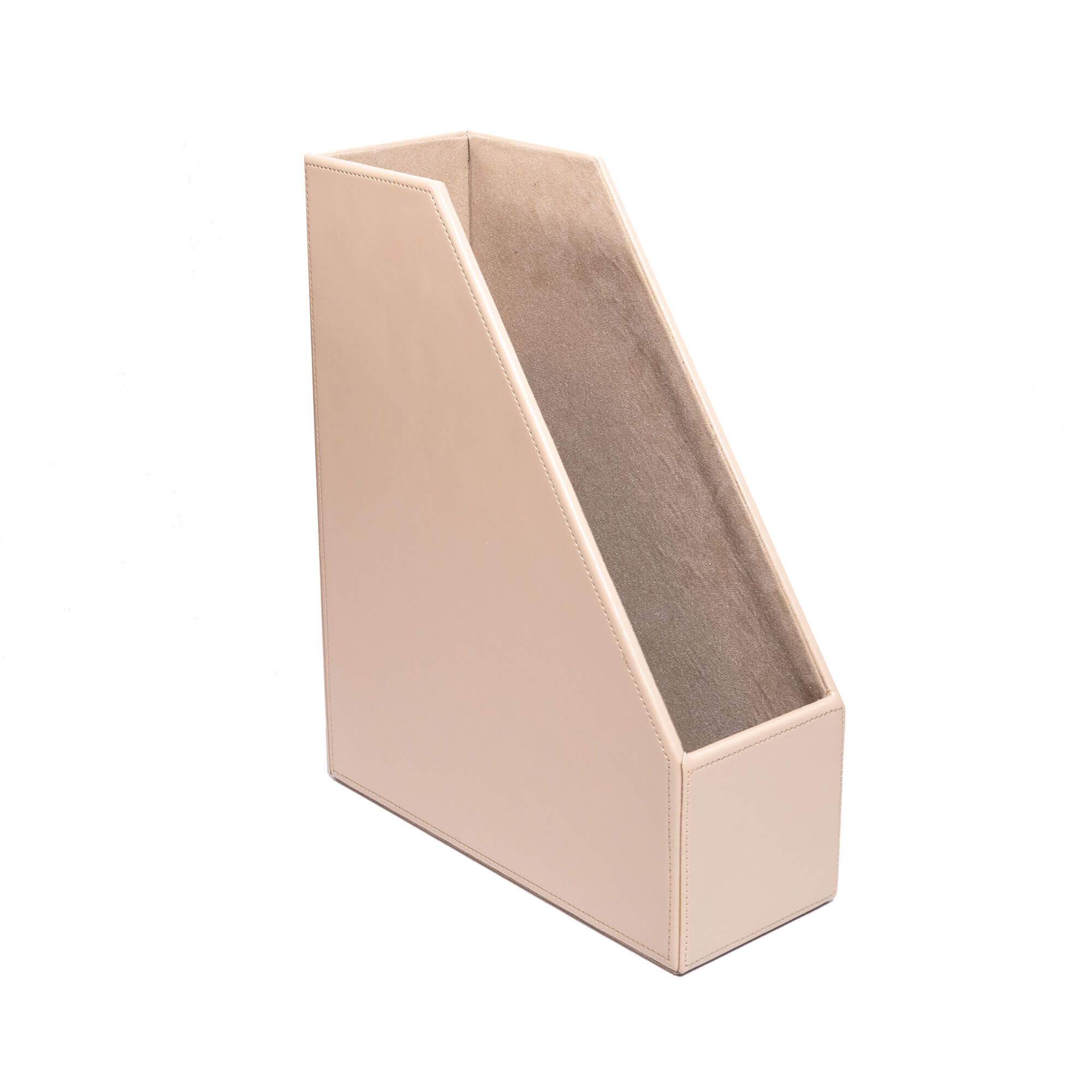 White Latte Bonded Leather Magazine Rack