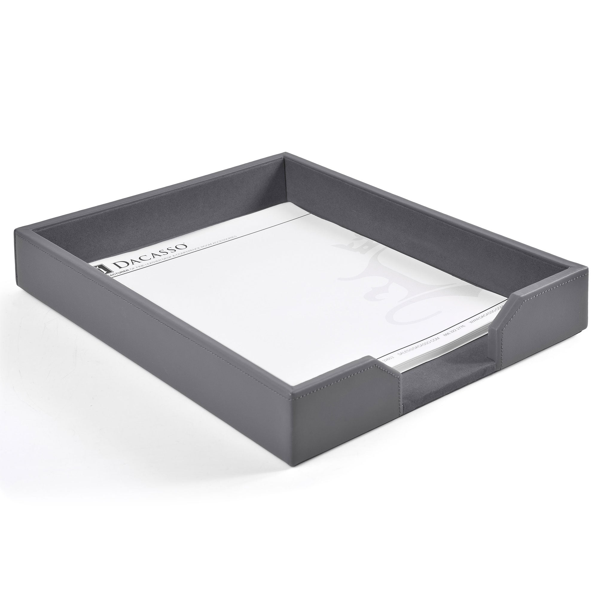 Gray Bonded Leather Letter Tray