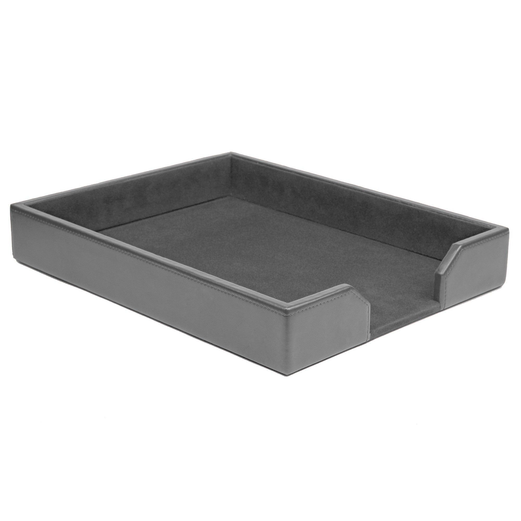 Gray Bonded Leather Letter Tray