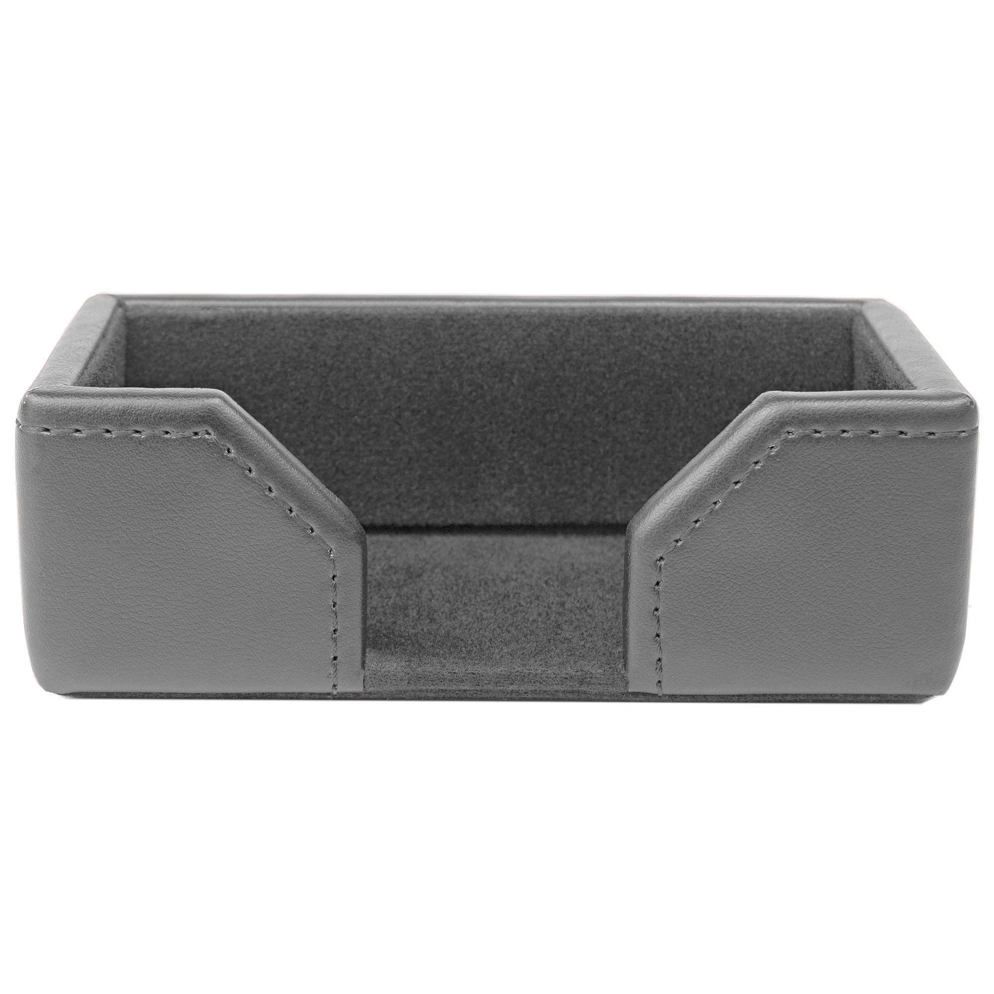 Gray Bonded Leather Business Card Holder