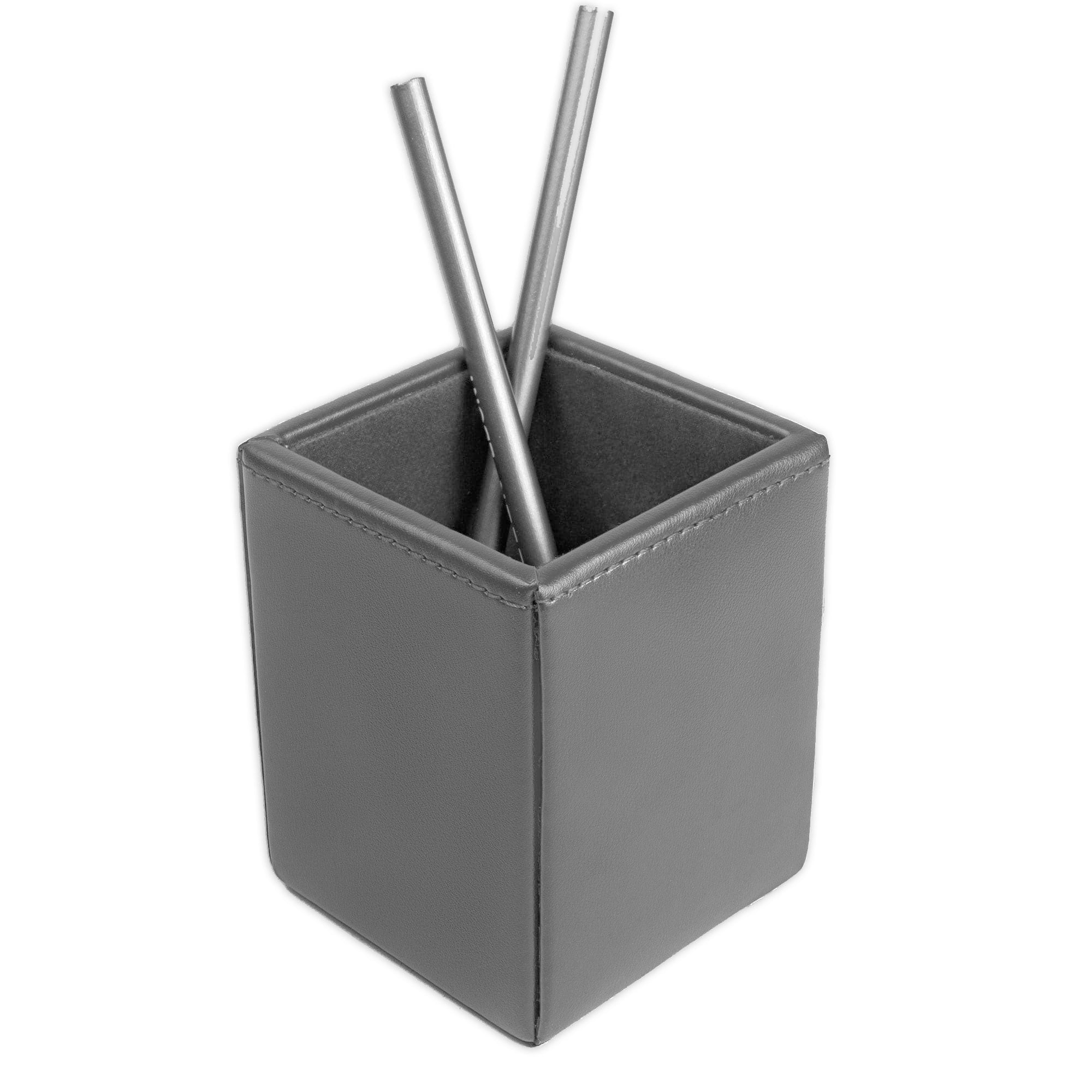 Gray Bonded Leather Pencil Cup