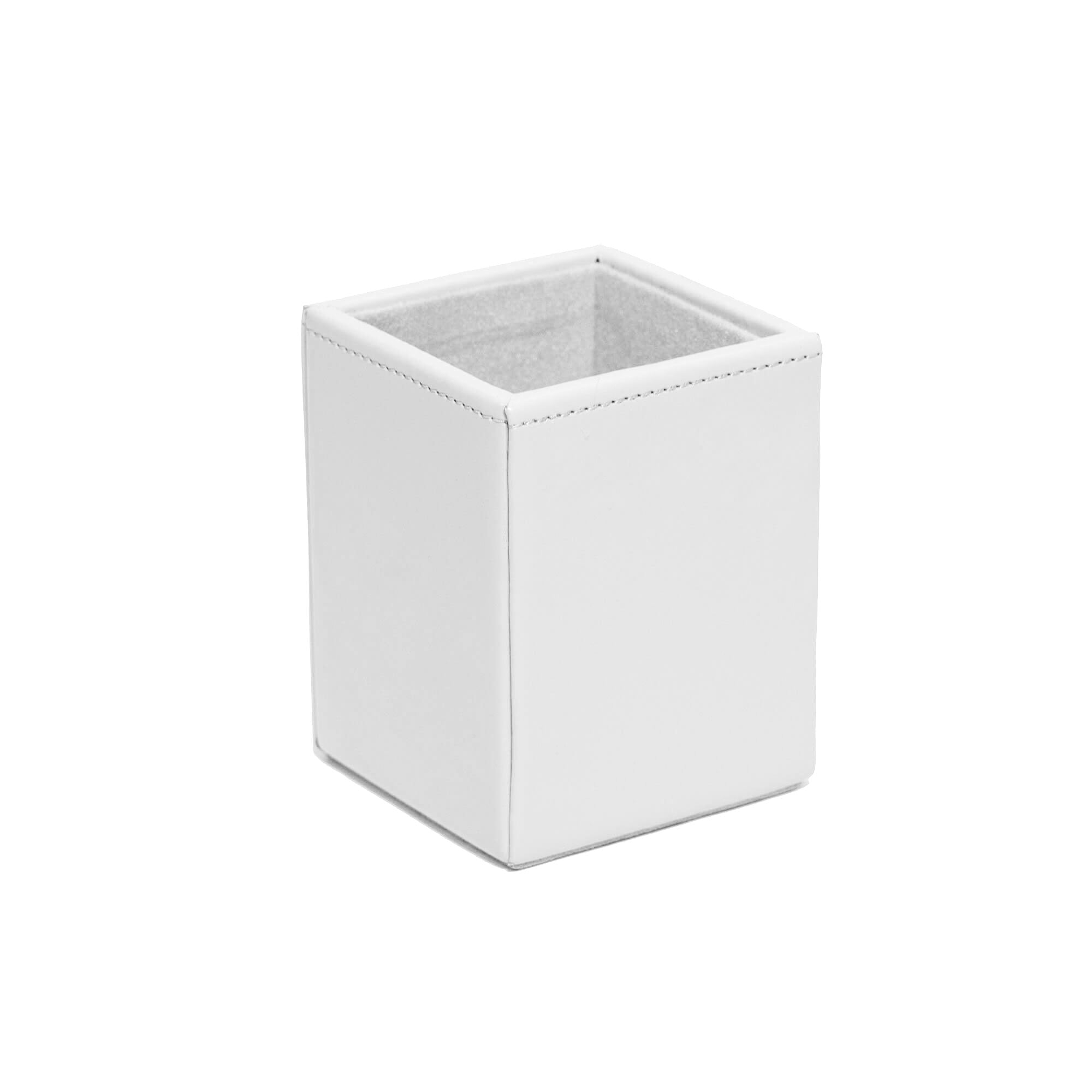 White Bonded Leather Pencil Cup