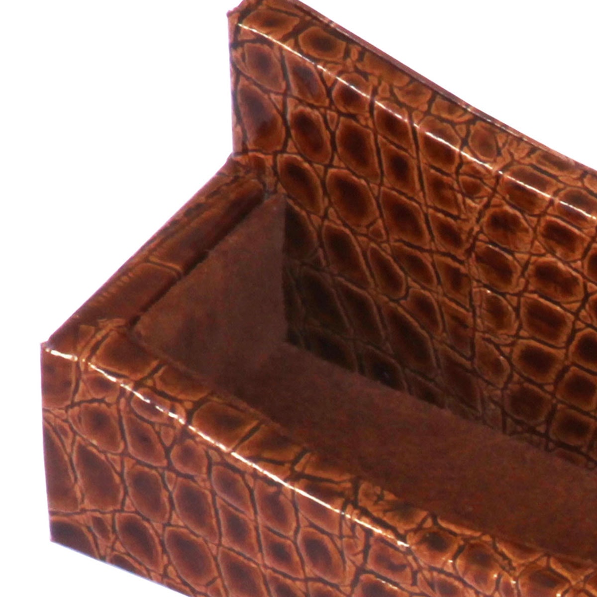 Protacini Cognac Brown Italian Crocodile Leather Business Card Holder