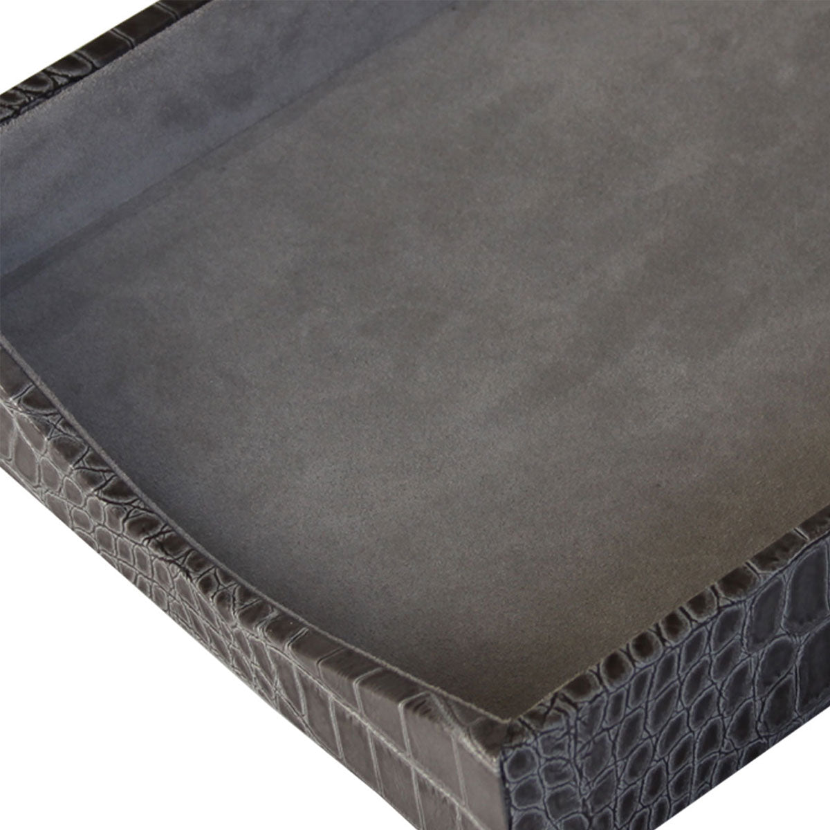Protacini Castlerock Gray Italian Crocodile Leather Front-Load Letter Tray