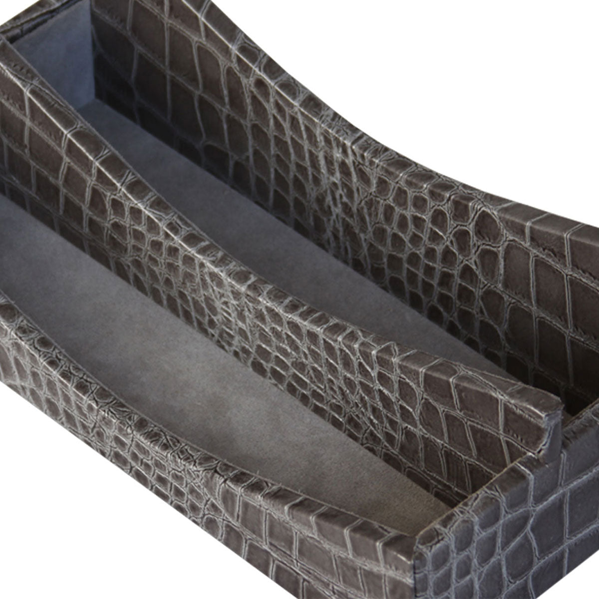 Protacini Castlerock Gray Italian Crocodile Leather Letter Holder