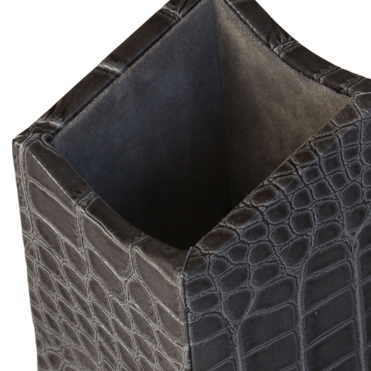 Protacini Castlerock Gray Italian Crocodile Leather Pencil Cup