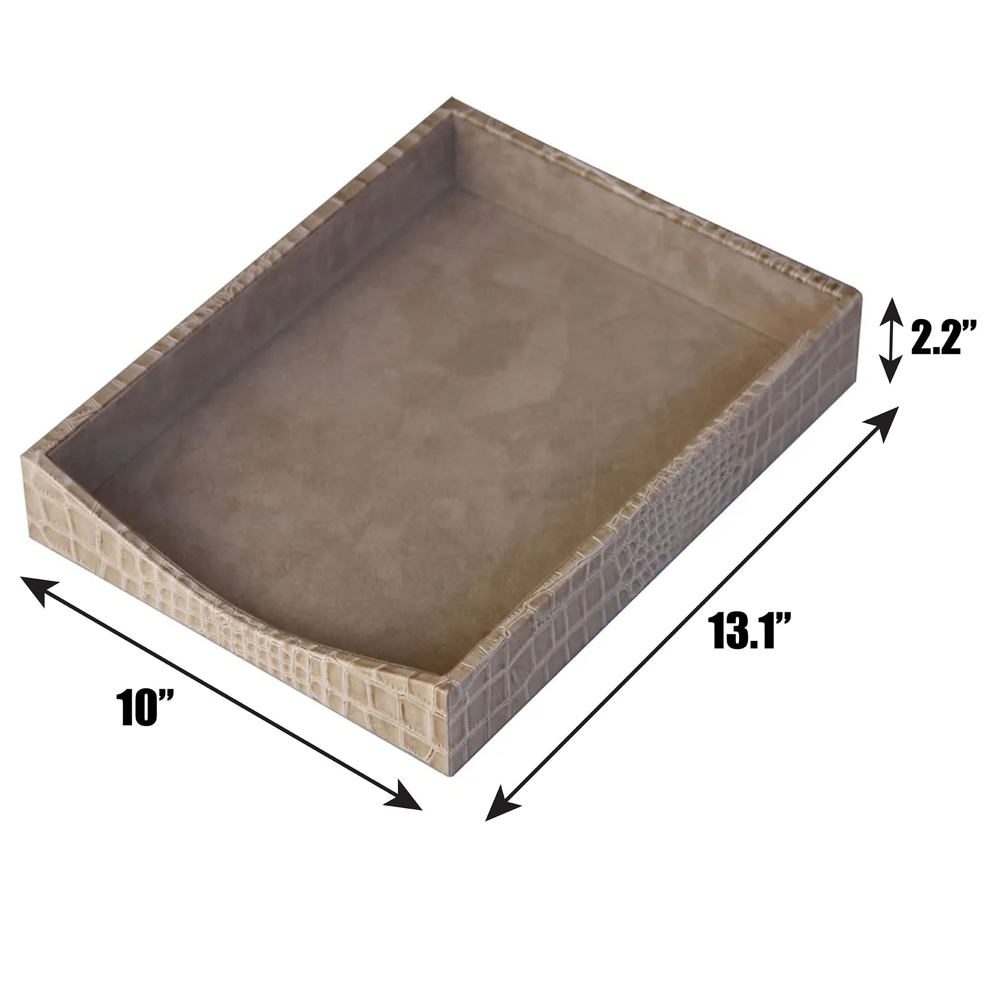 Protacini Breeze Beige Italian Crocodile Leather Front-Load Letter Tray