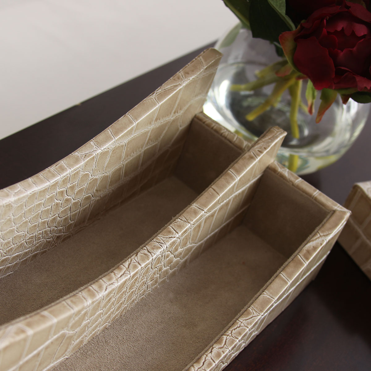 Protacini Breeze Beige Italian Crocodile Leather Letter Holder