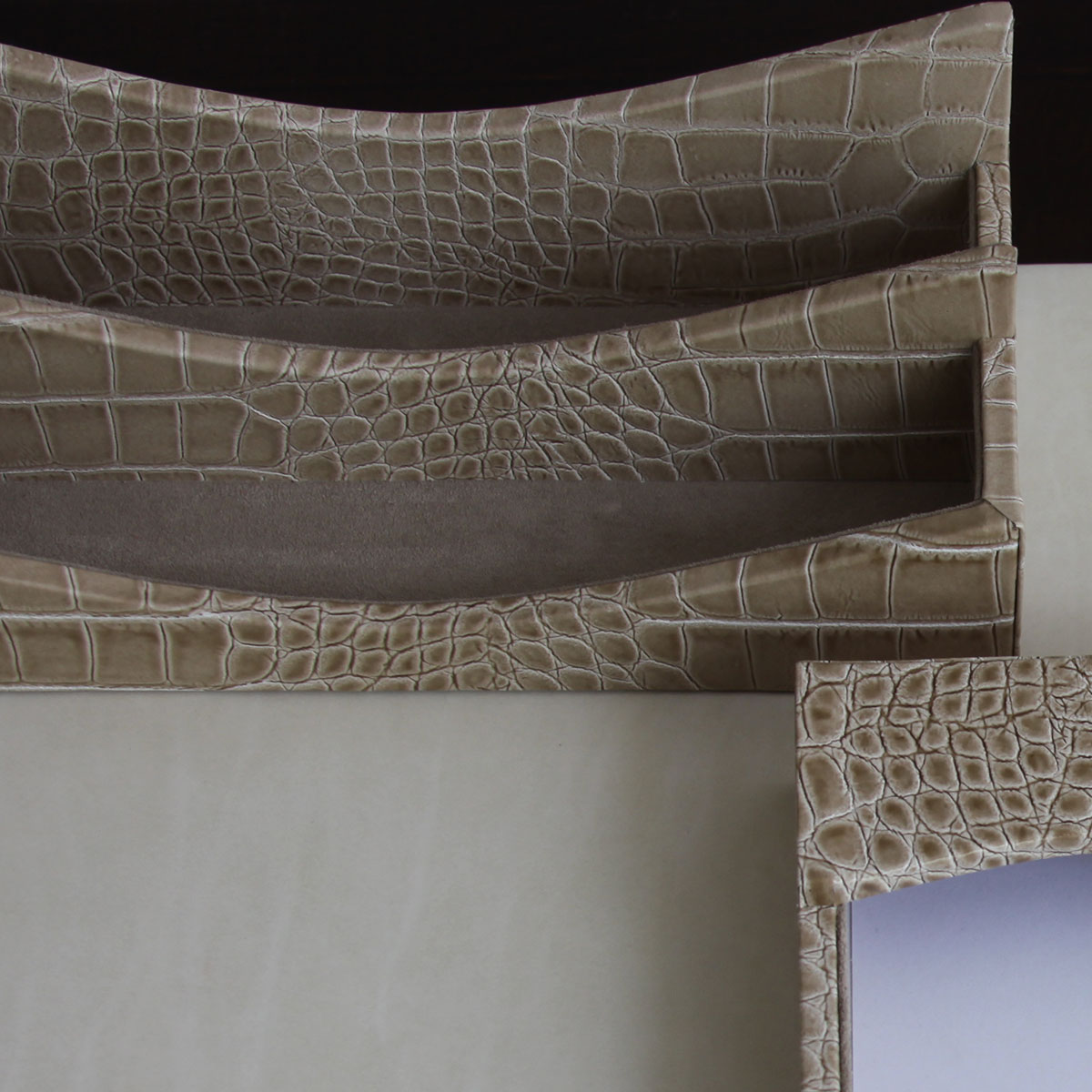Protacini Breeze Beige Italian Crocodile Leather Letter Holder