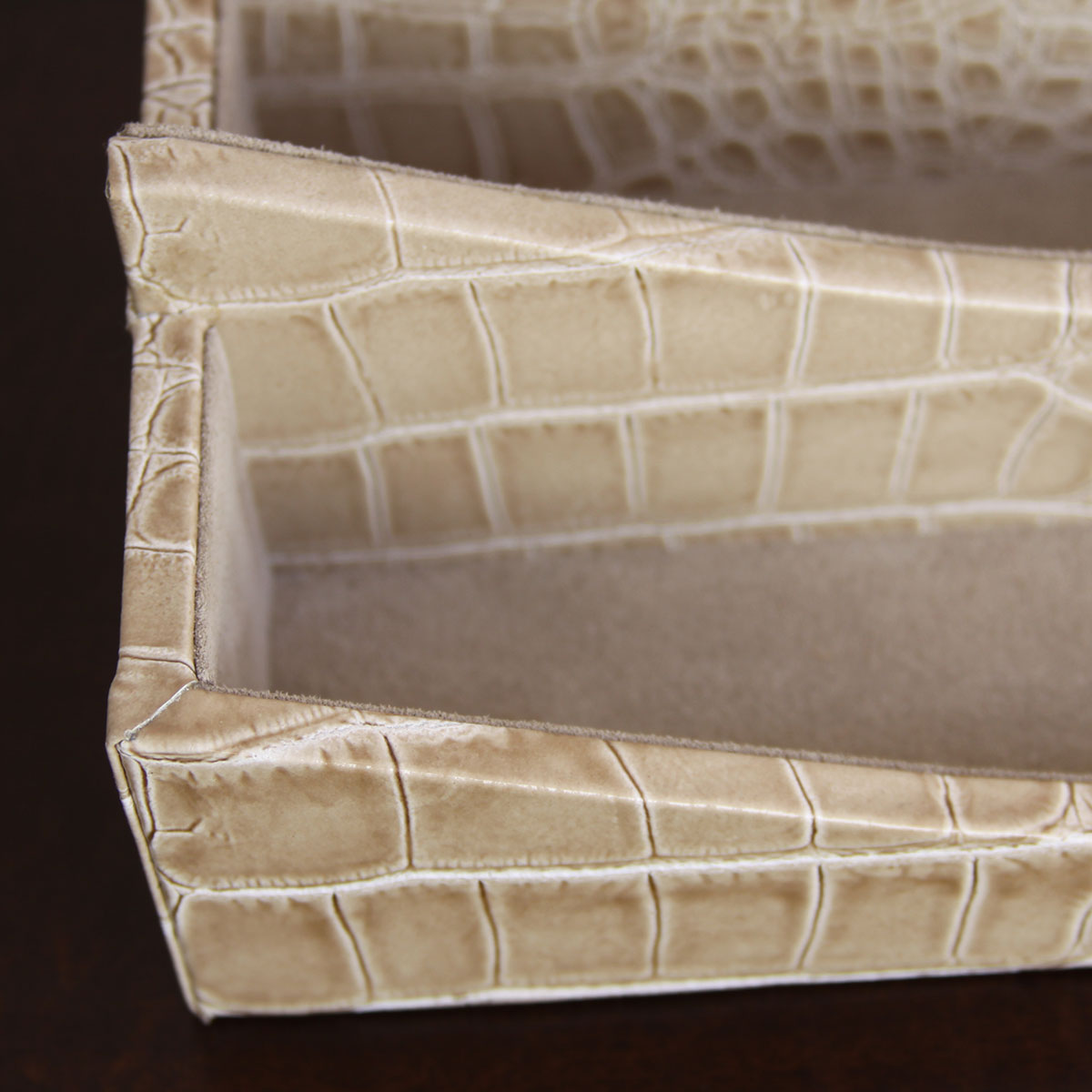 Protacini Breeze Beige Italian Crocodile Leather Letter Holder