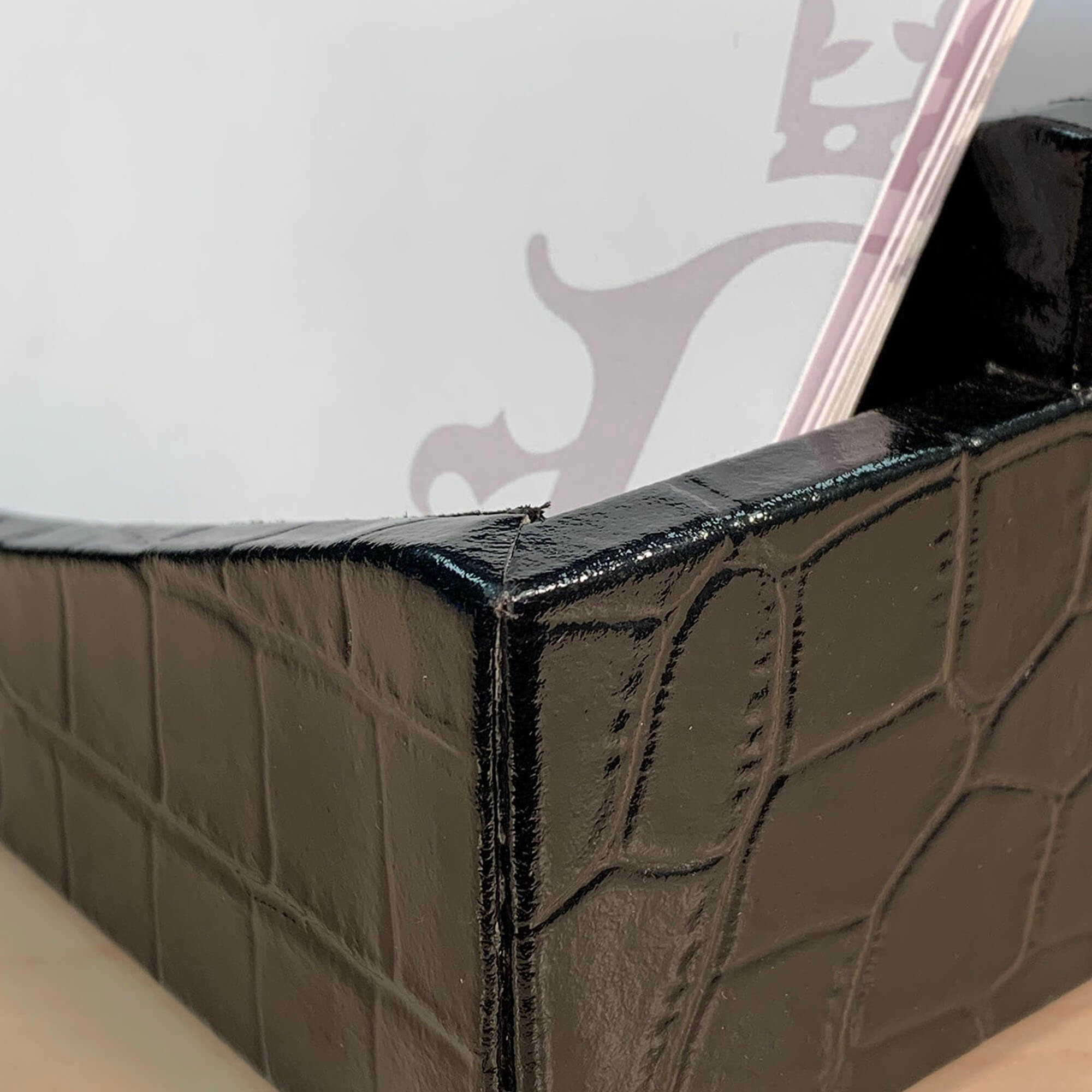 Protacini Black Italian Crocodile Leather Letter Holder