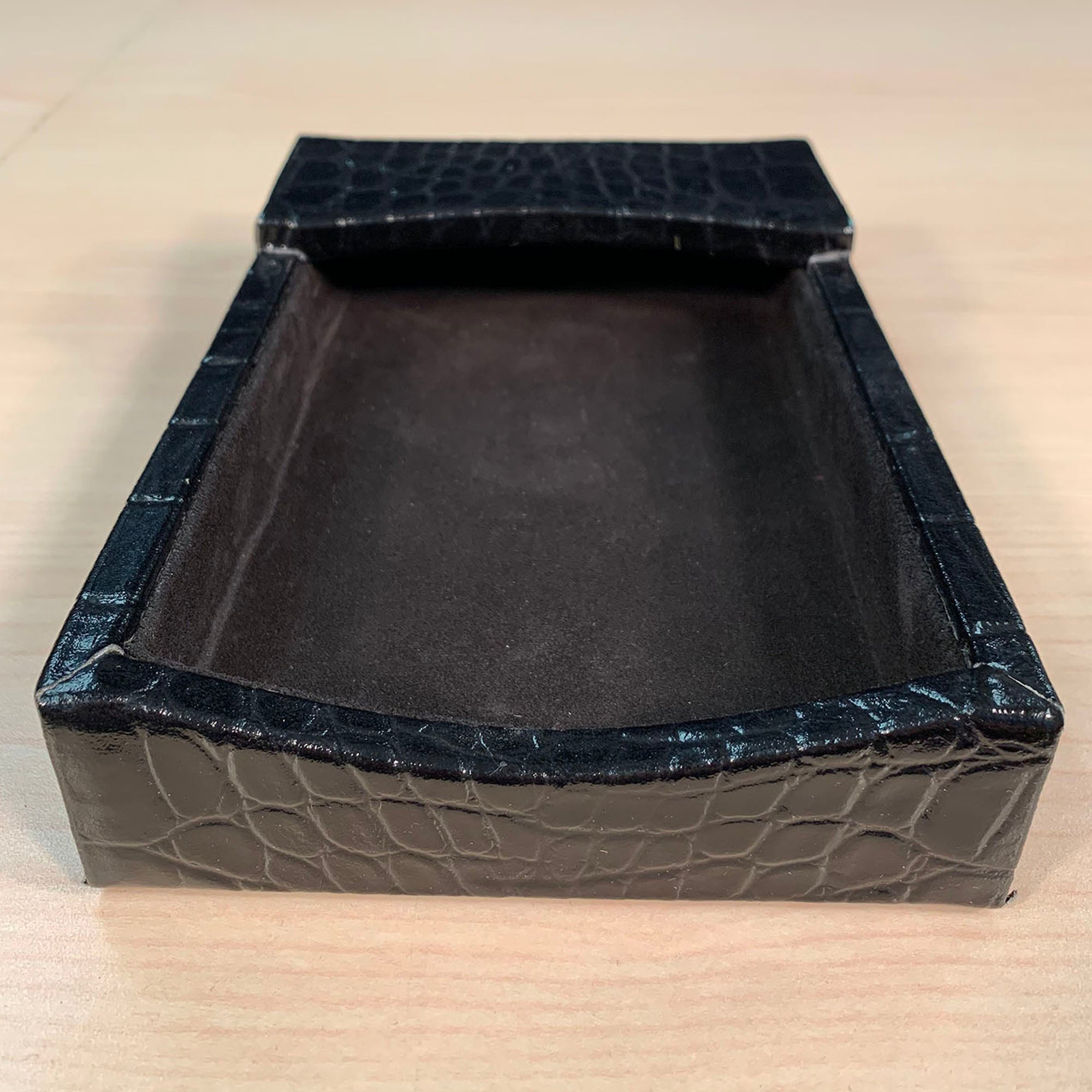 Protacini Black Italian Crocodile Leather 4 x 6 Memo Holder