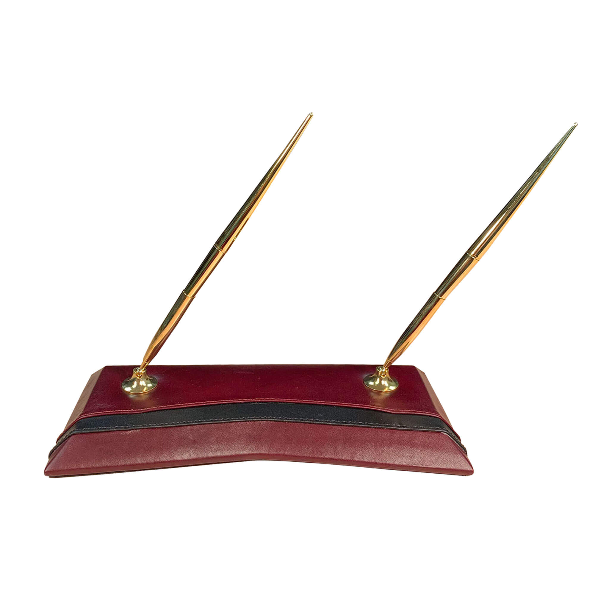 Two-Tone Leather Double Pen Stand