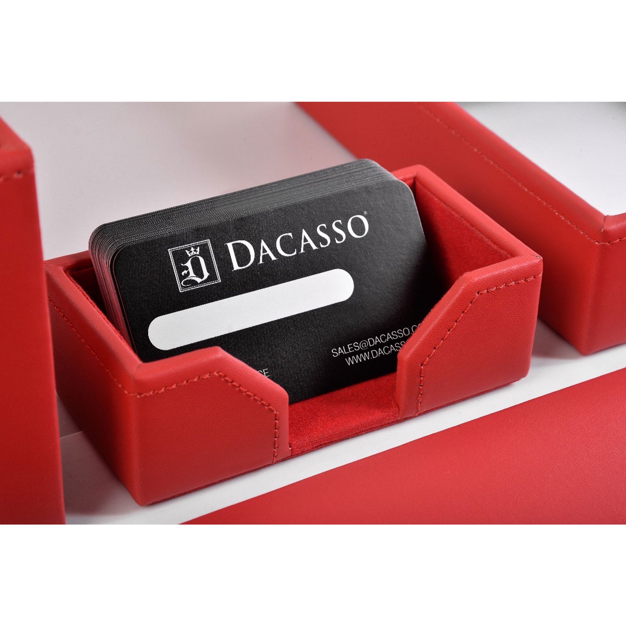 Red Bonded Leather Business Card Holder